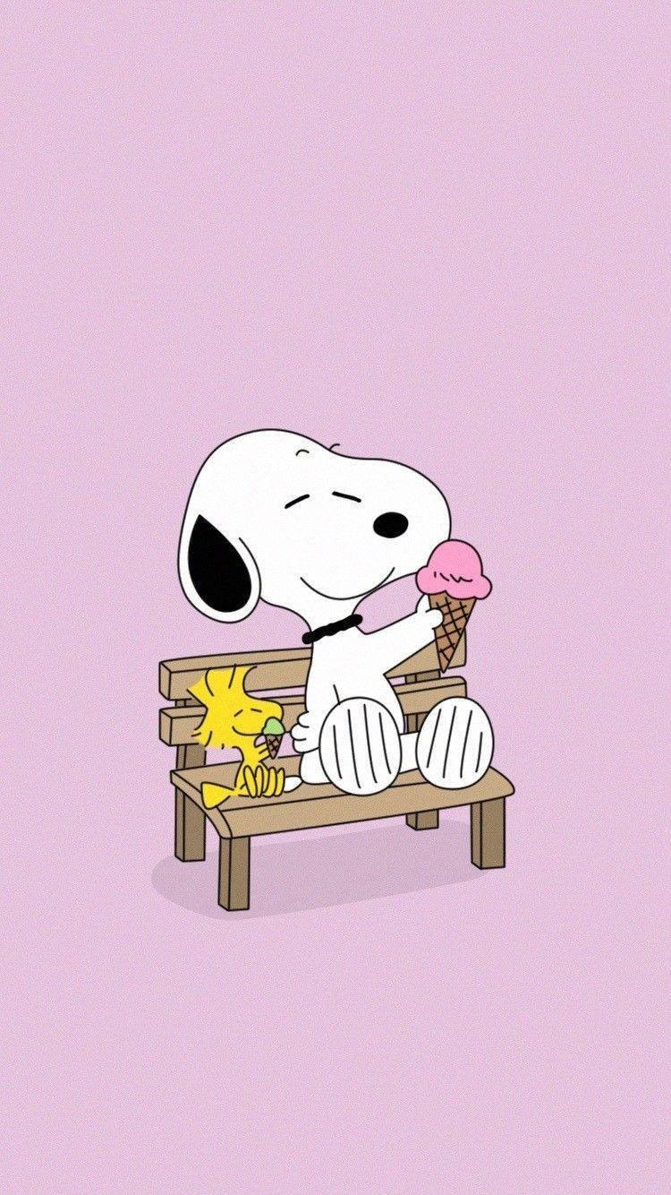 Snoopy and Woodstock Enjoying a Sweet Delight — 750x1334 wallpaper