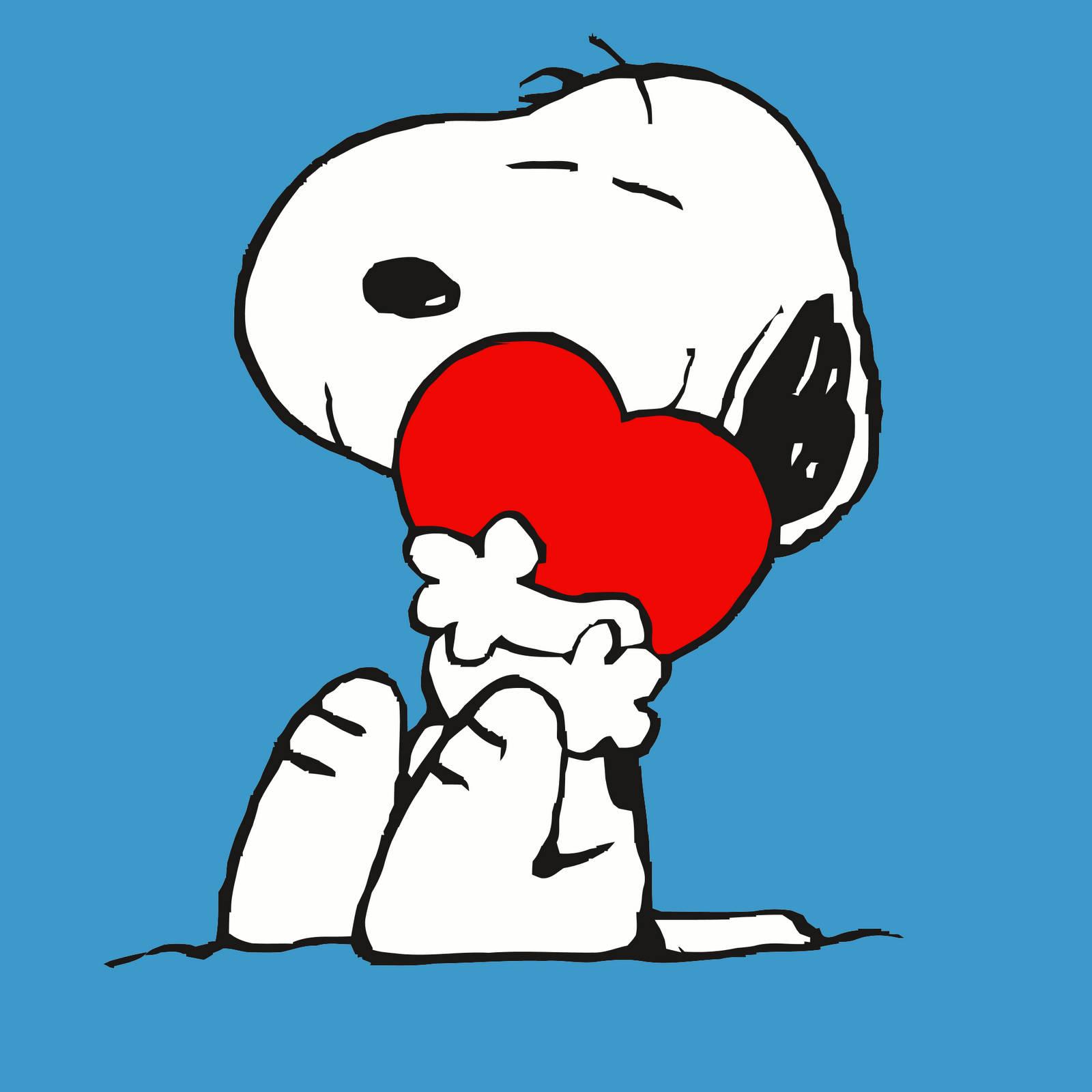 Snoopy hugging a heart to show love — 1600x1600 wallpaper