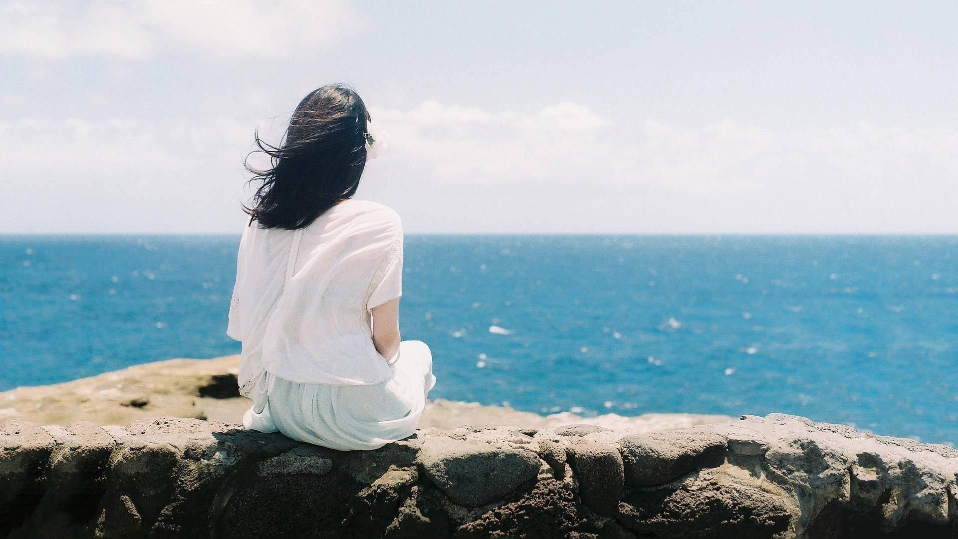Solitude by the Sea - An Alone Girl — 1920x1080 wallpaper