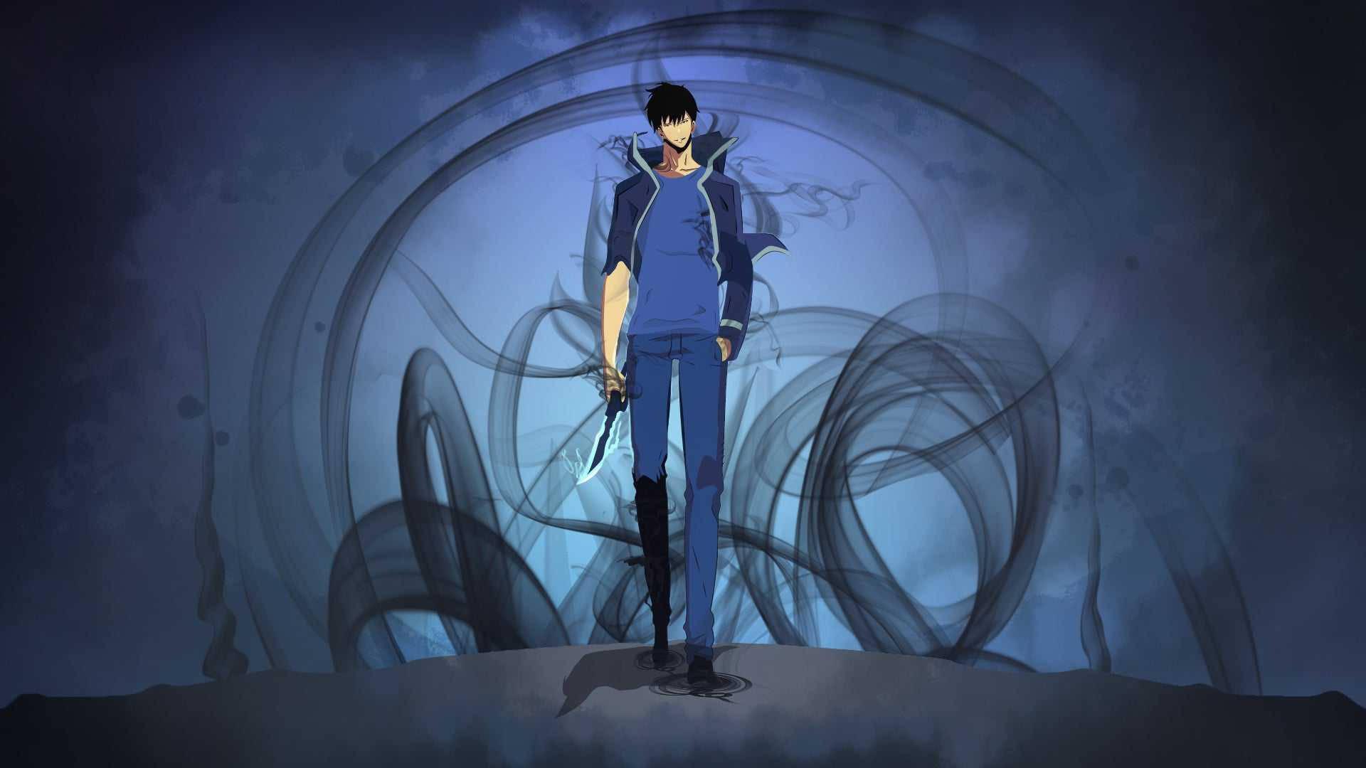 Solo Leveling Jin-Woo Blue — 1920x1080 wallpaper