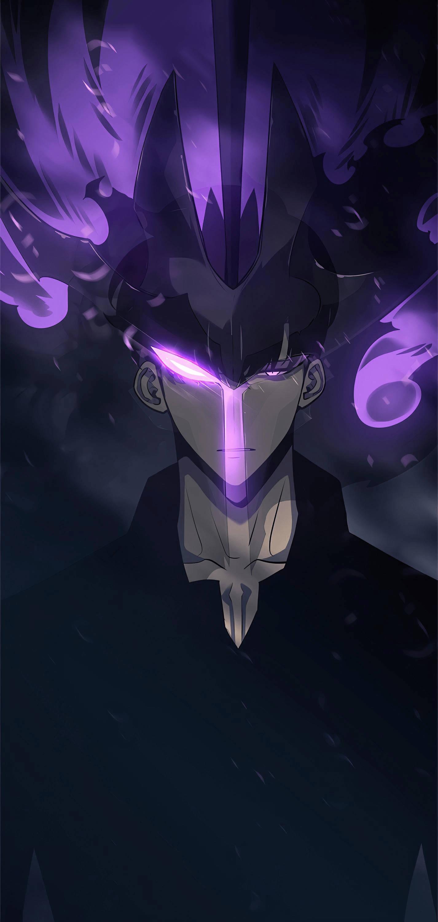 Solo Leveling Jin-Woo Purple Power — 1426x3000 wallpaper