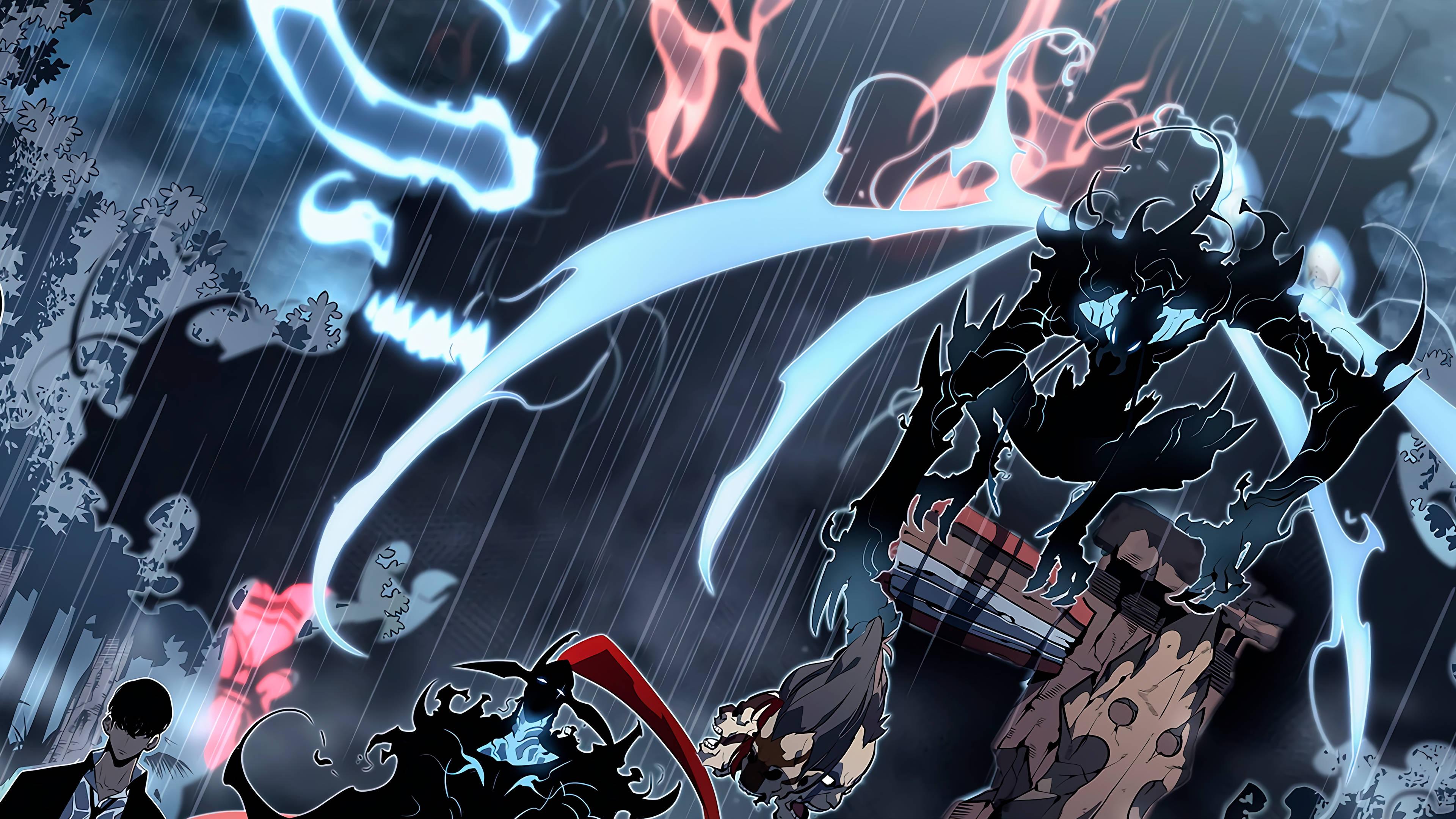 Solo Leveling Shadow Army Rain — 3840x2160 wallpaper