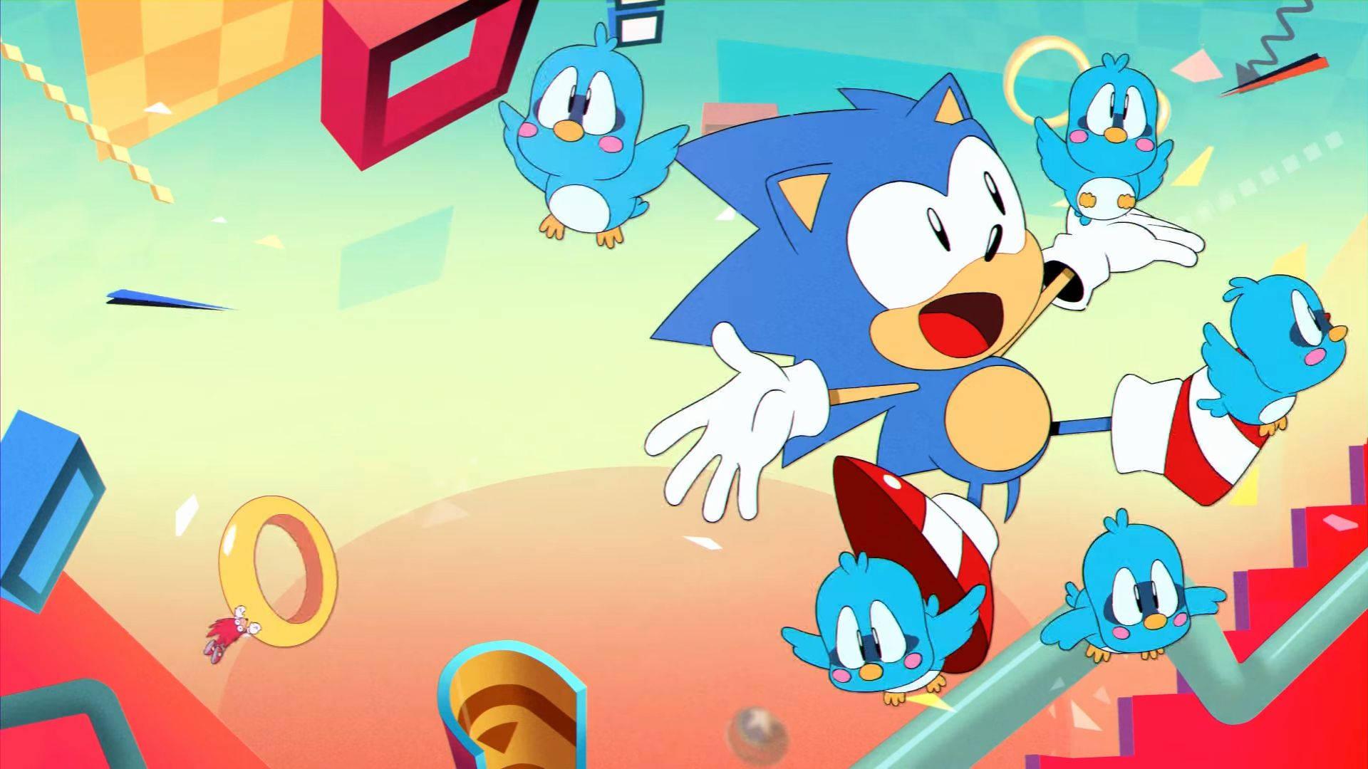 Sonic the Hedgehog and an Army of Flicky Birds — 1920x1080 wallpaper