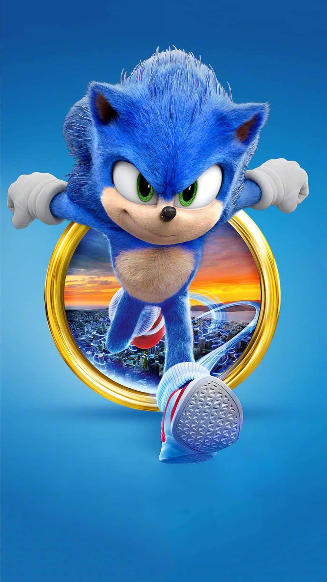 Sonic the Hedgehog running fast on the green grass — 1080x1920 wallpaper