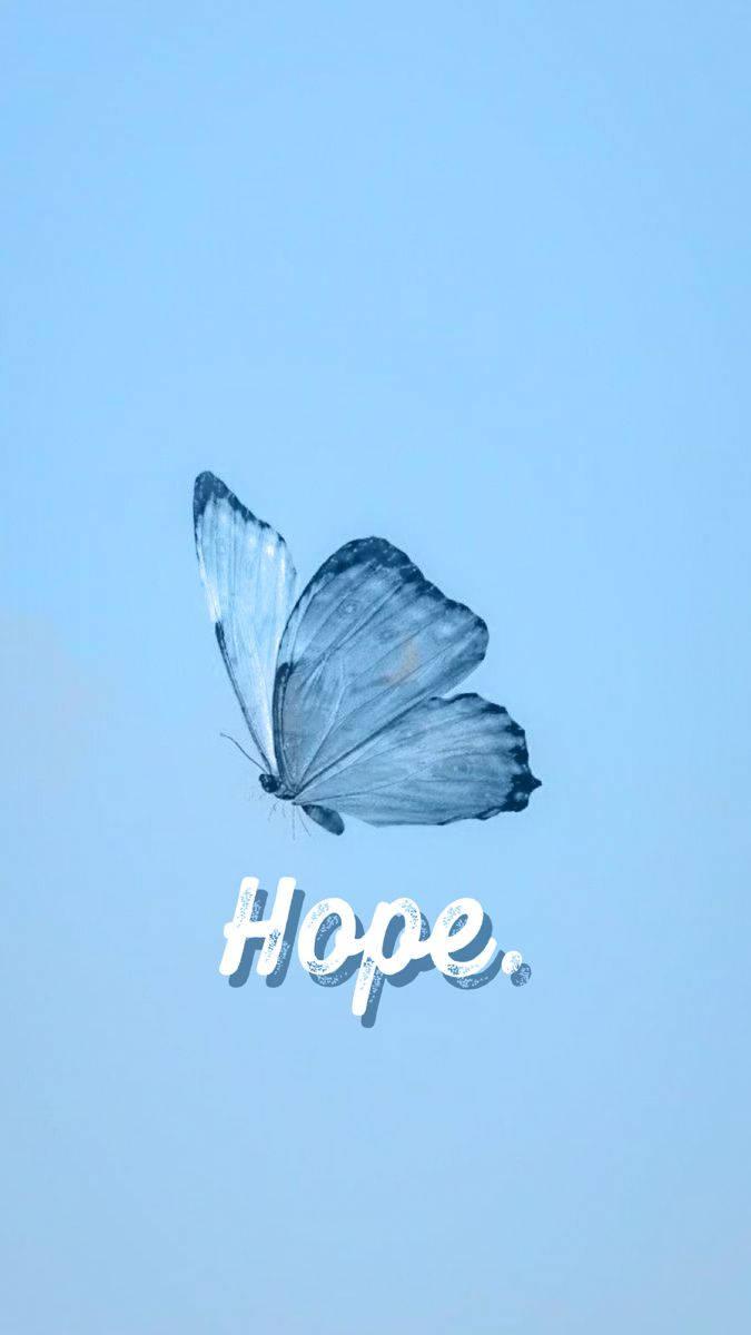 Soothing Pastel Blue Aesthetics Featuring a Gentle Butterfly — 675x1200 wallpaper