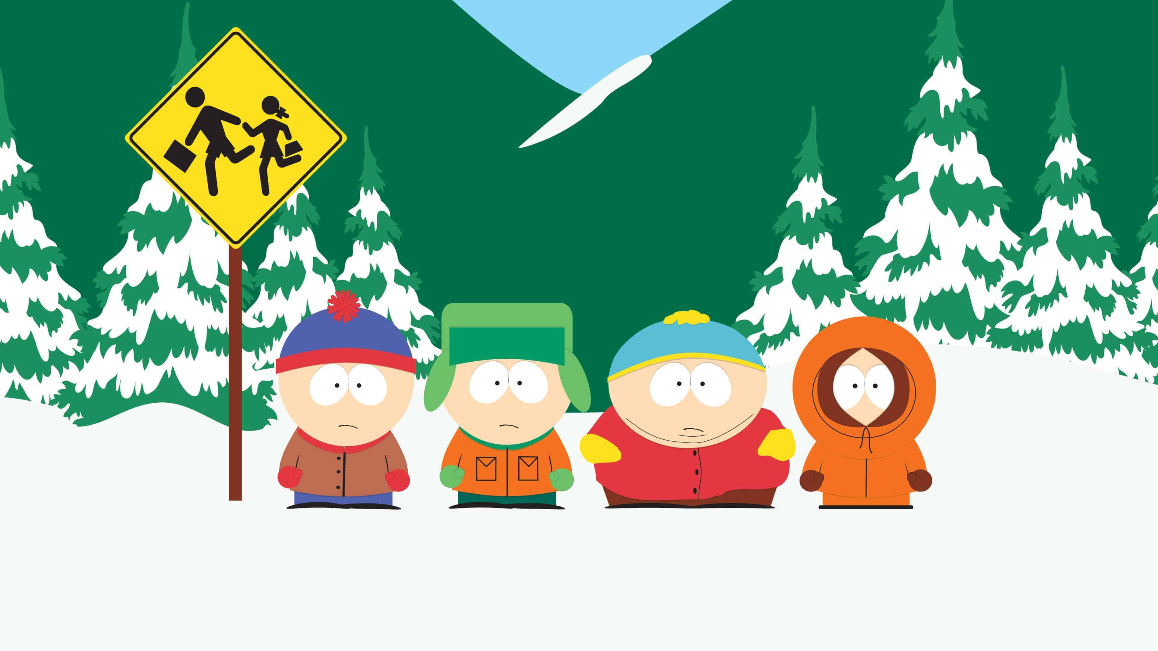 South Park Characters At Bus Stop — 3840x2160 wallpaper