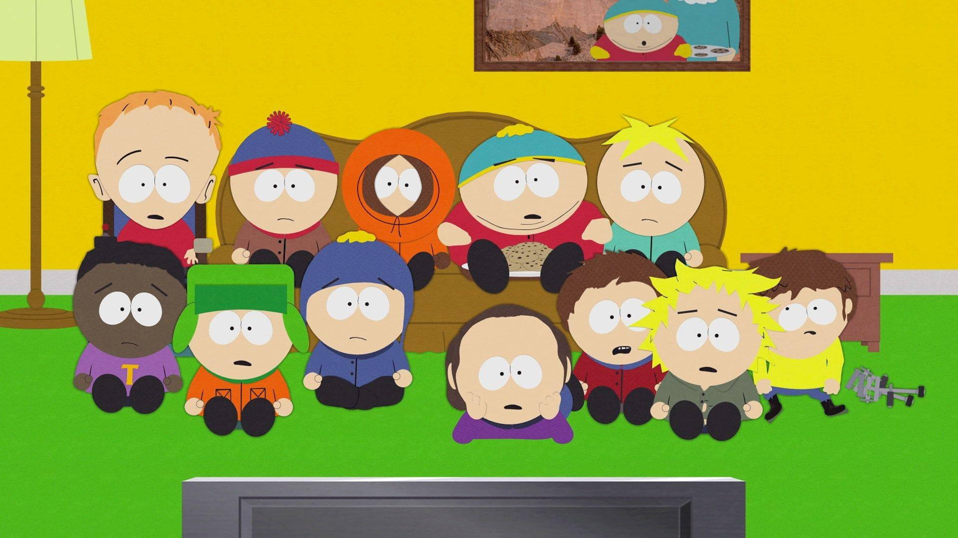 South Park Characters Watching TV — 1920x1080 wallpaper