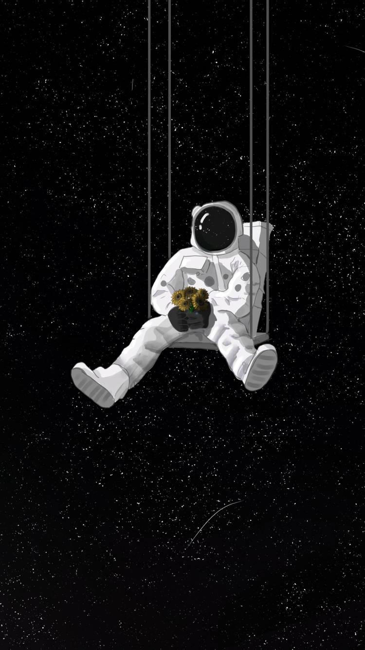 Space Explorer - Astronaut in Dark iPhone Wallpaper — 750x1334 wallpaper