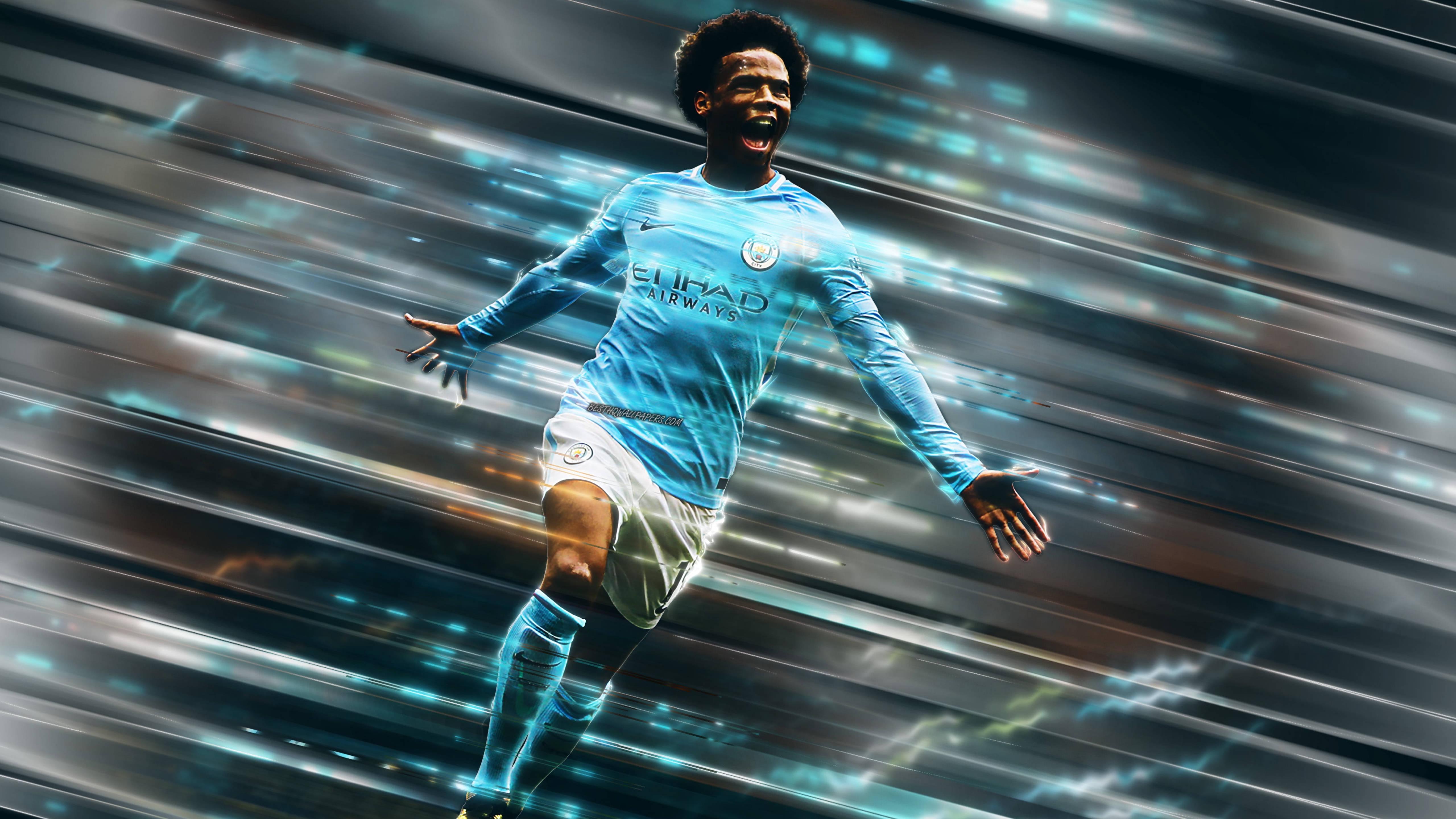 Speed & Precision: Leroy Sane of Manchester City — 5120x2880 wallpaper