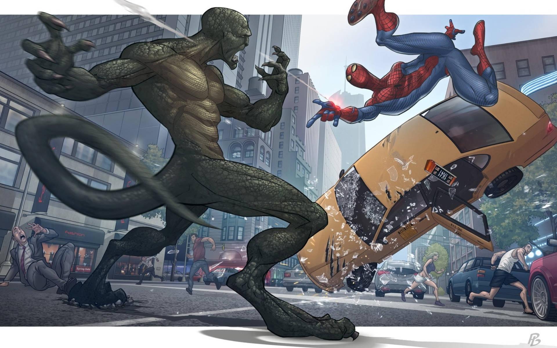 Spiderman Against Lizard