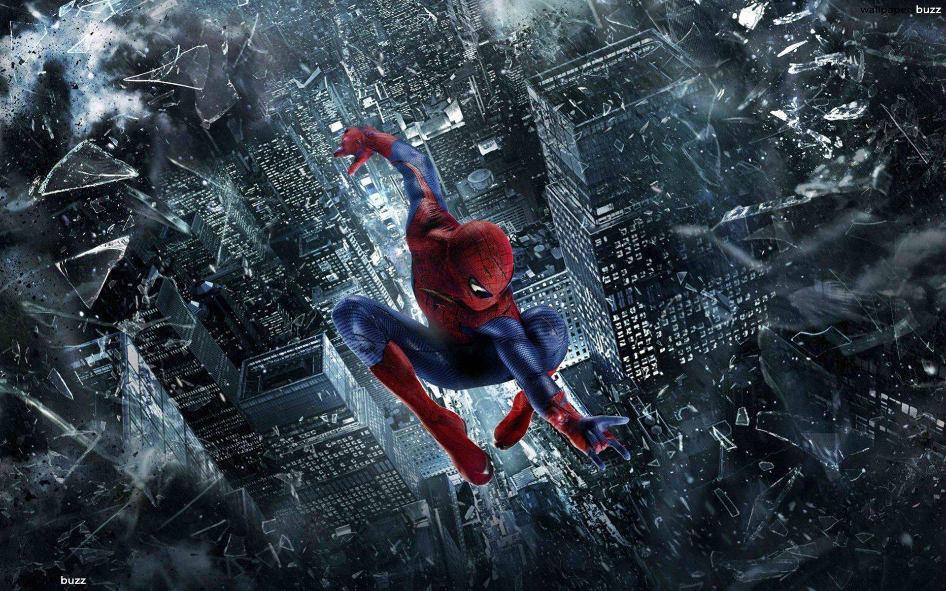 Spiderman smashing through a window