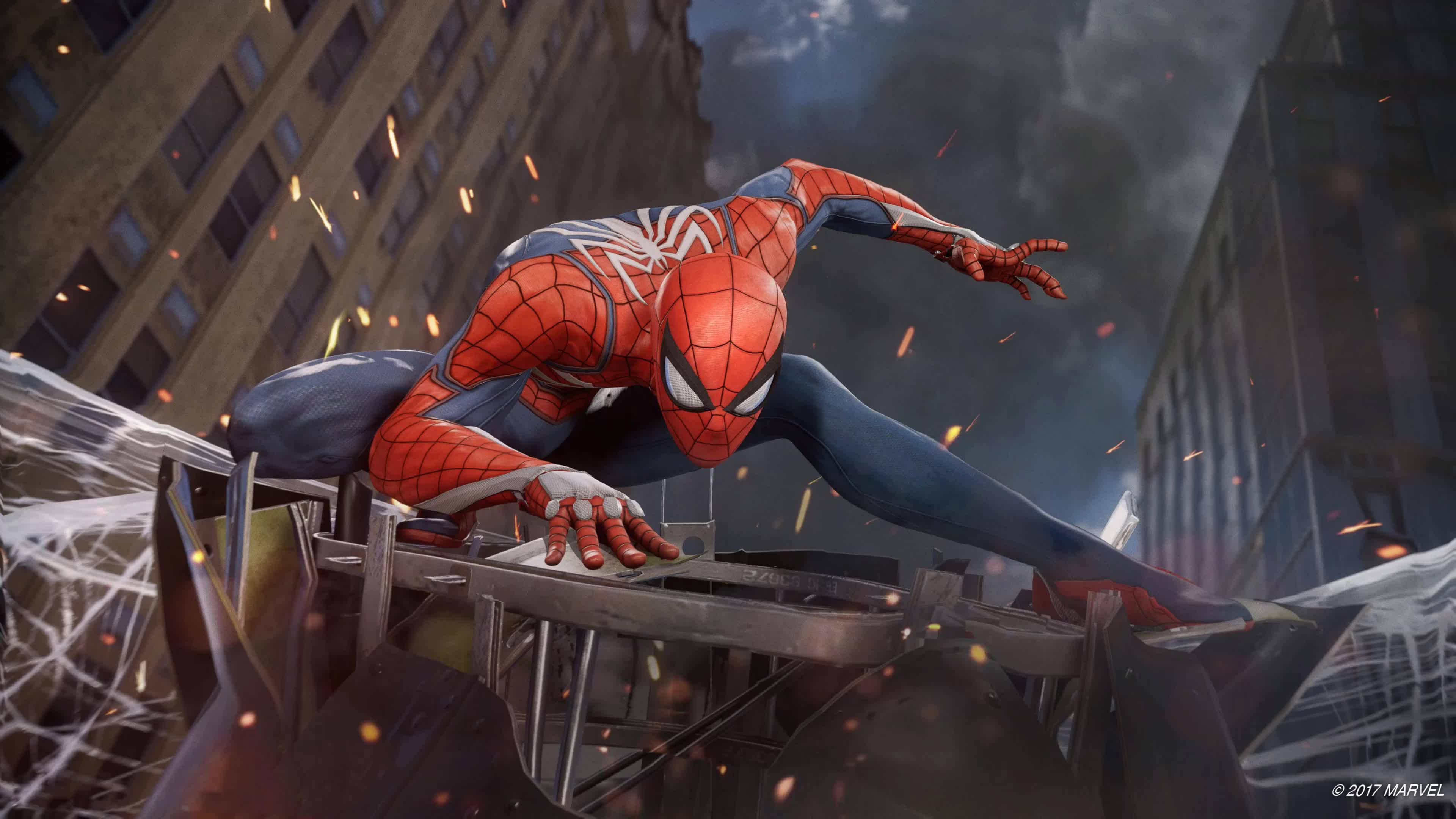 Spiderman Vigorously Battling Enemies in the Battlefield