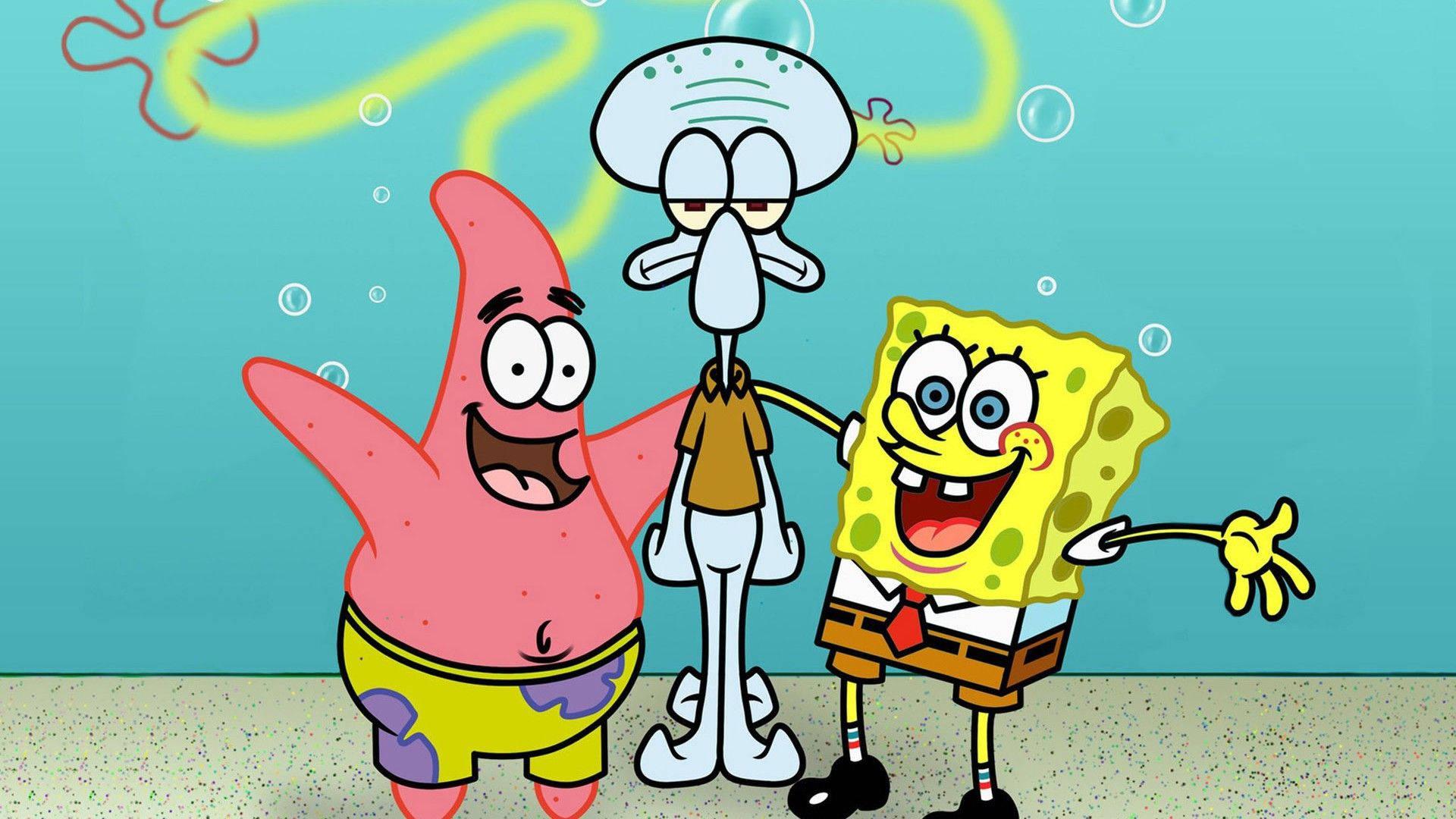 Spongebob and Friends Having Fun — 1920x1080 wallpaper