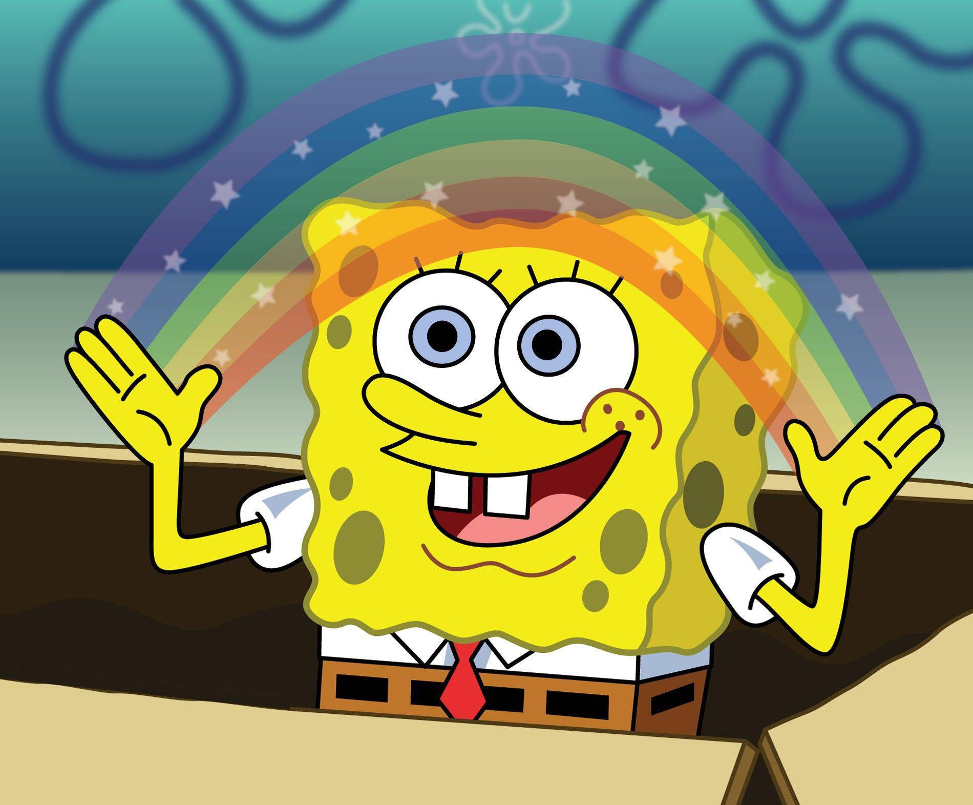 SpongeBob Rainbow Funny Meme — 1900x1571 wallpaper