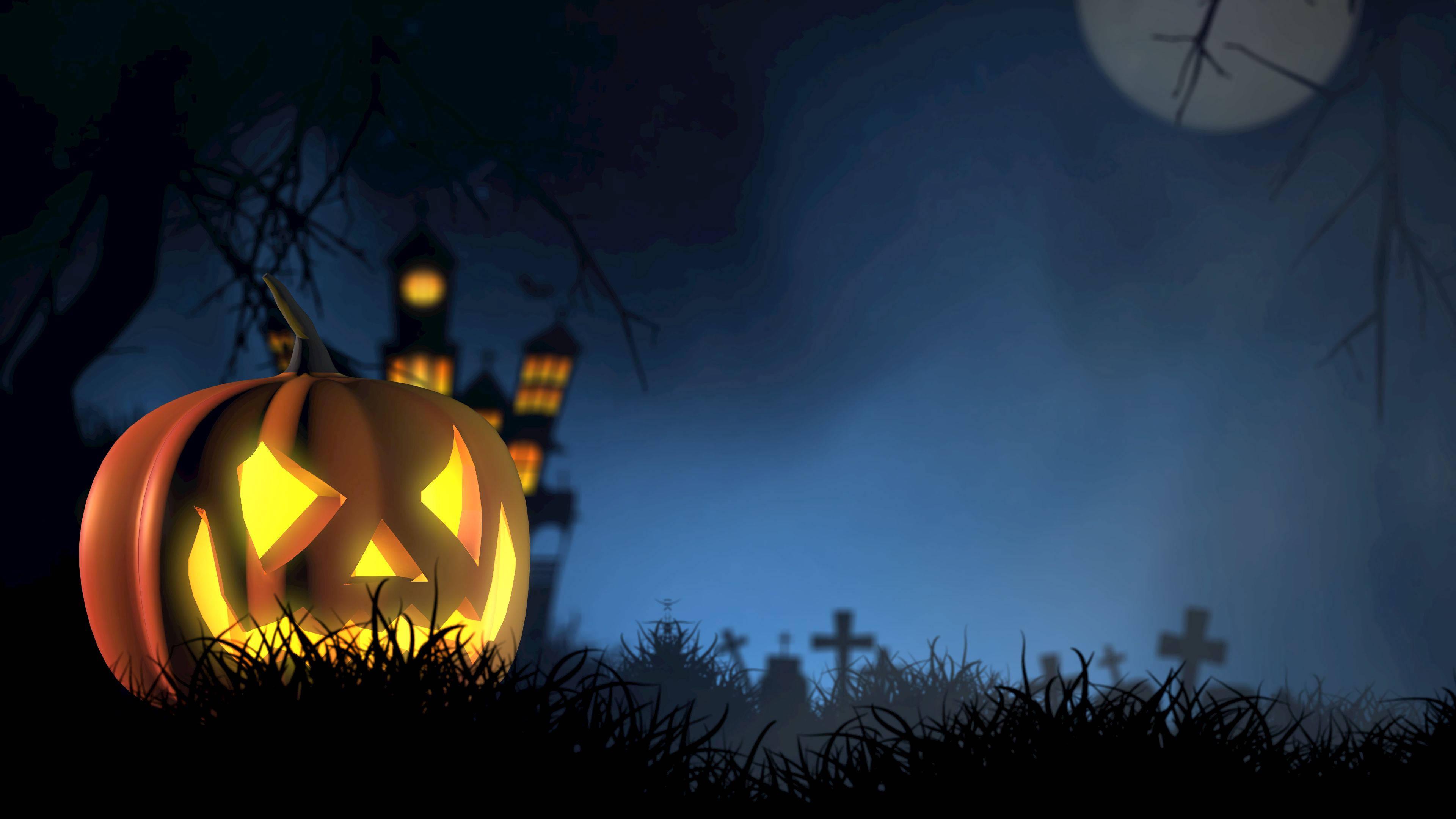Spooktacular Glowing Pumpkin — 3840x2160 wallpaper