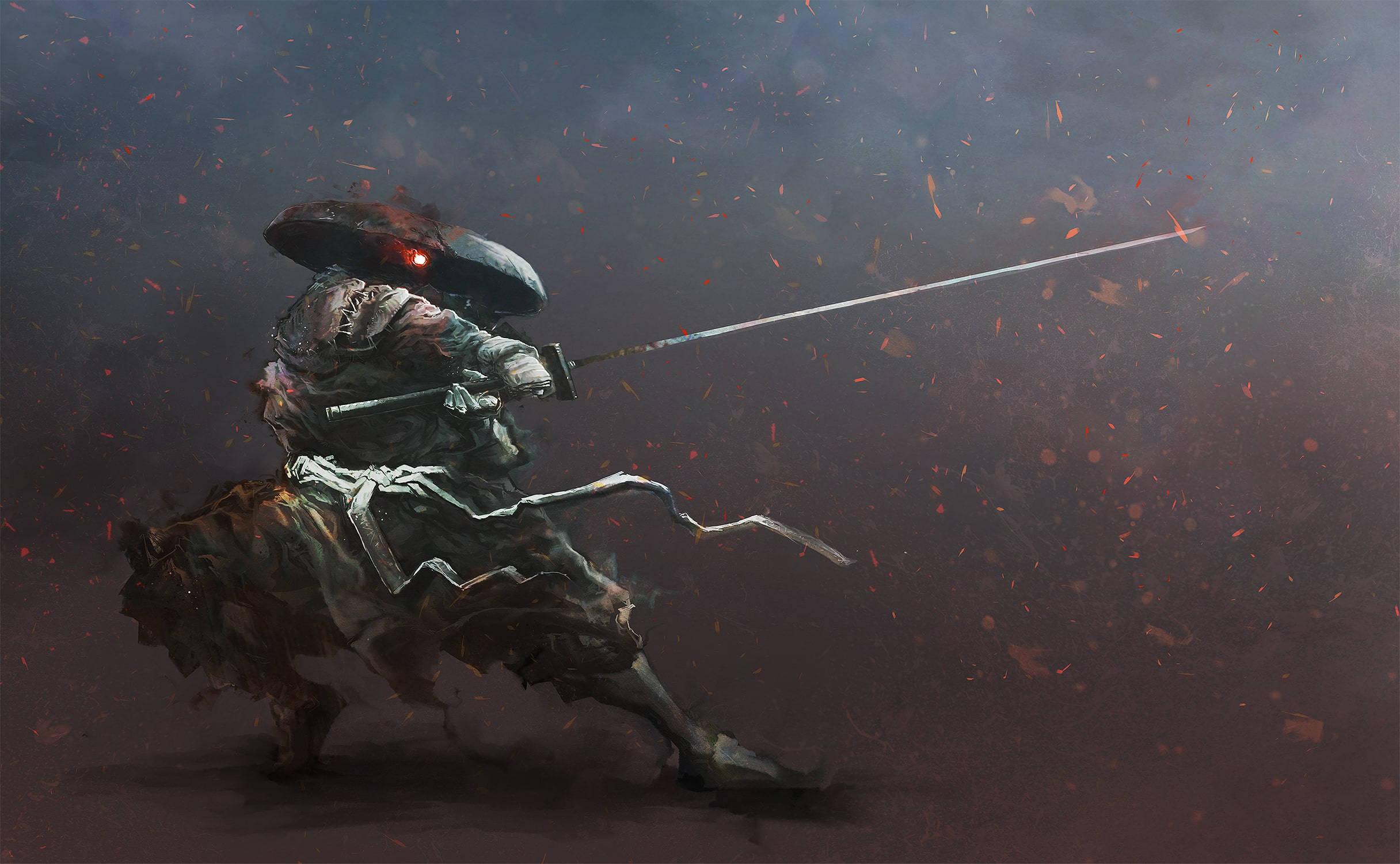 Spooky Samurai Ready to Attack — 2432x1500 wallpaper