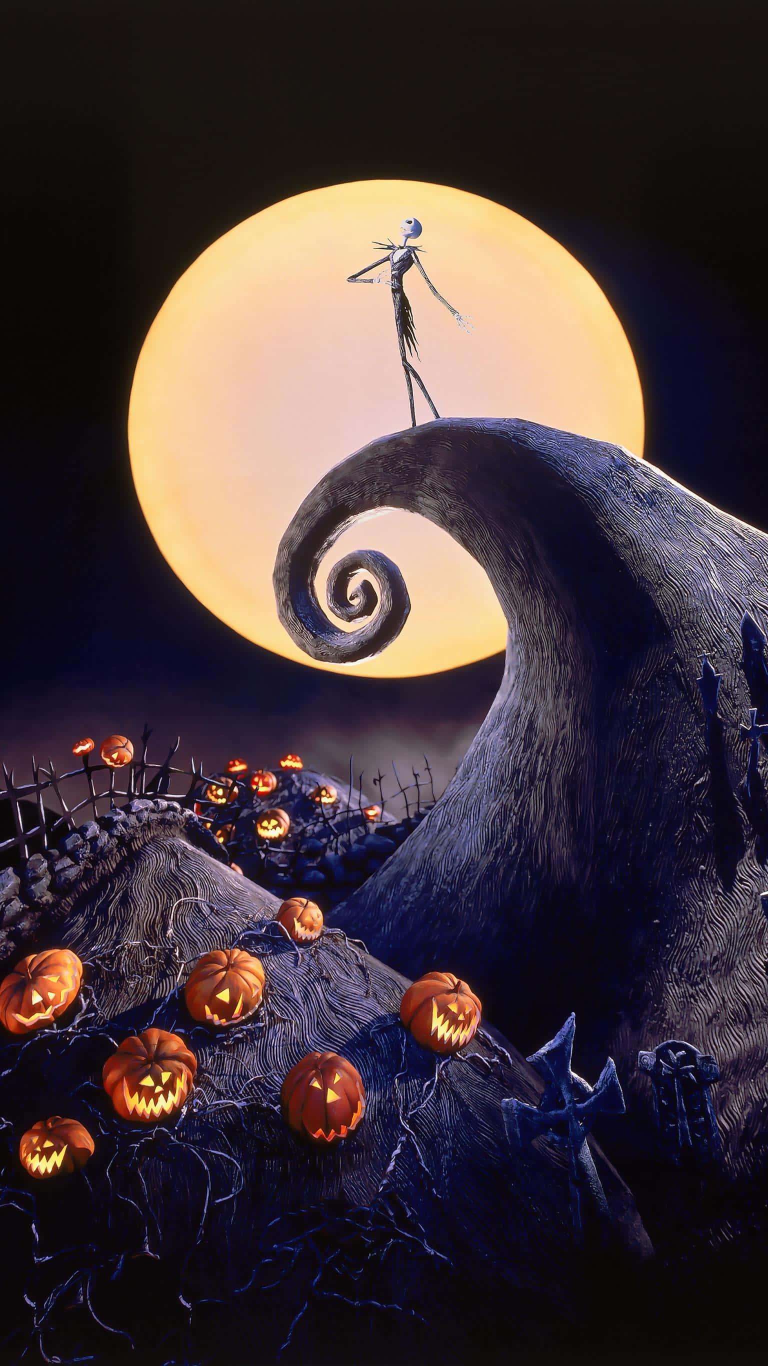 Spooky Skeleton Spectacle in Tim Burton's Nightmare Before Christmas — 1536x2732 wallpaper