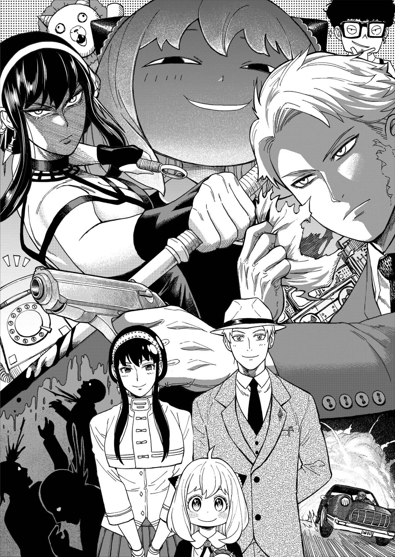 Spy X Family Greyscale Manga — 1280x1807 wallpaper