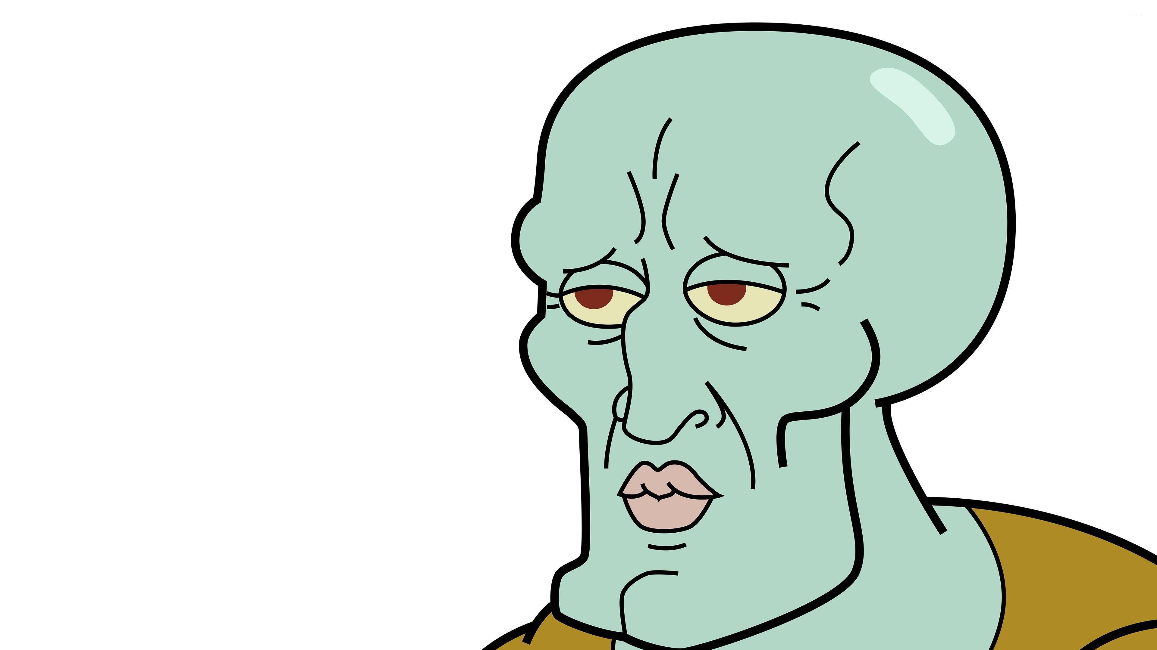 Squidward makes a sad looking attempt to appear handsome — 3840x2160 wallpaper