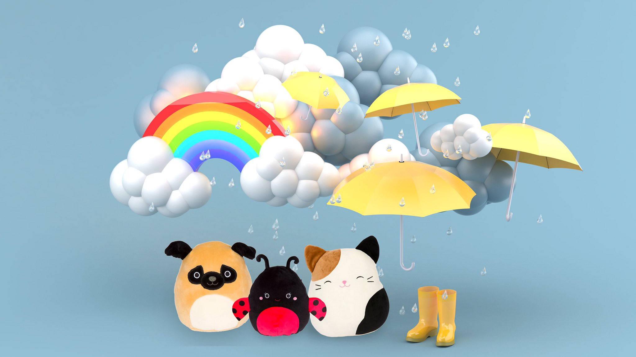 Squishmallows Rainy Weather Theme — 2048x1152 wallpaper