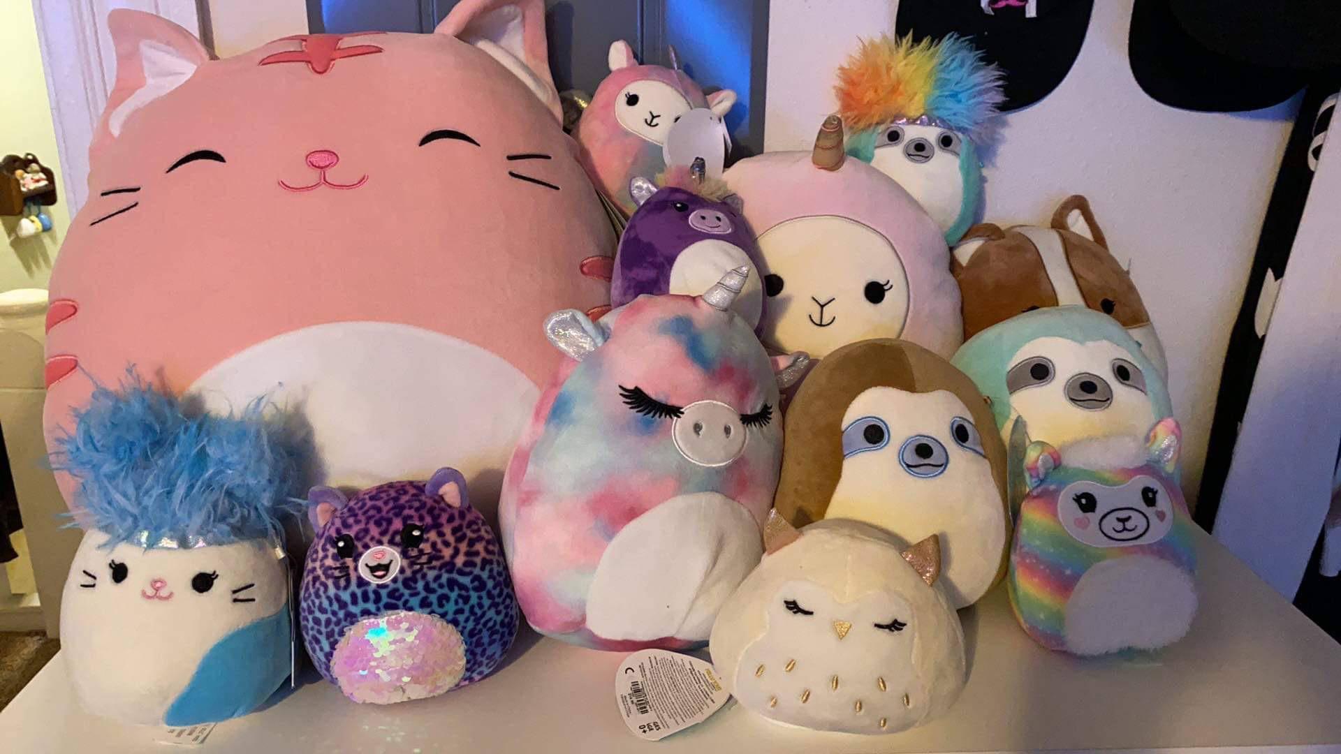 Squishmallows Toys Collection On Table — 1920x1080 wallpaper