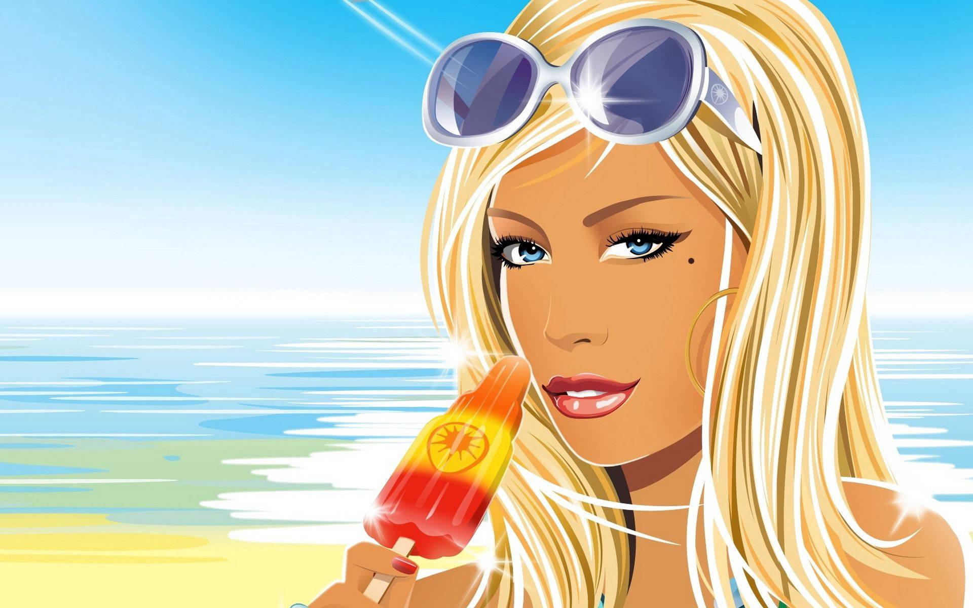 Standing still at the beach, this girl takes in the beauty of the nature all around her. — 1920x1200 wallpaper