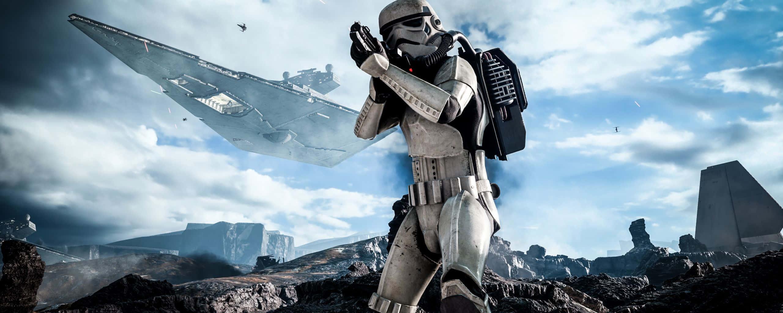 star wars stormtrooper in the desert — 2560x1024 wallpaper