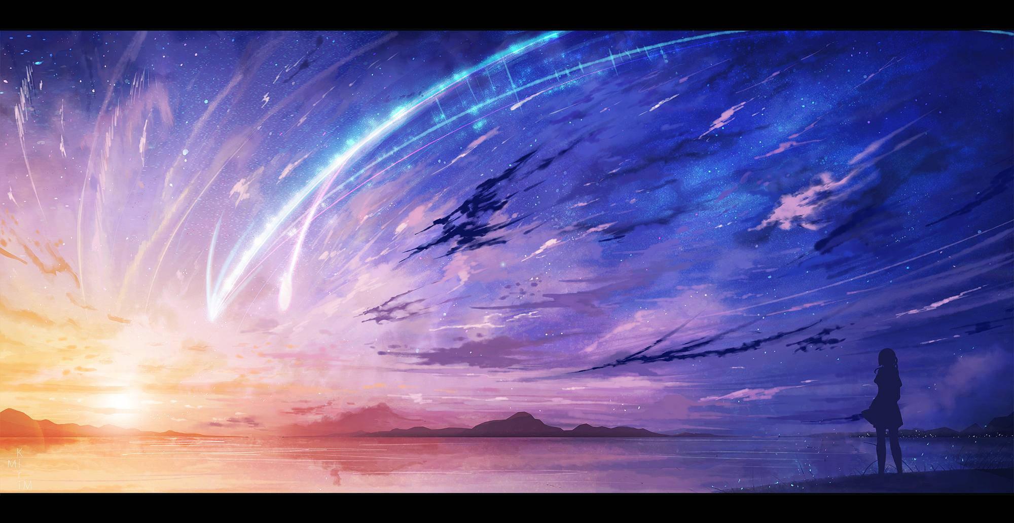 Step into the stars and explore Your Name with the magical cosmic anime sky! — 2000x1032 wallpaper