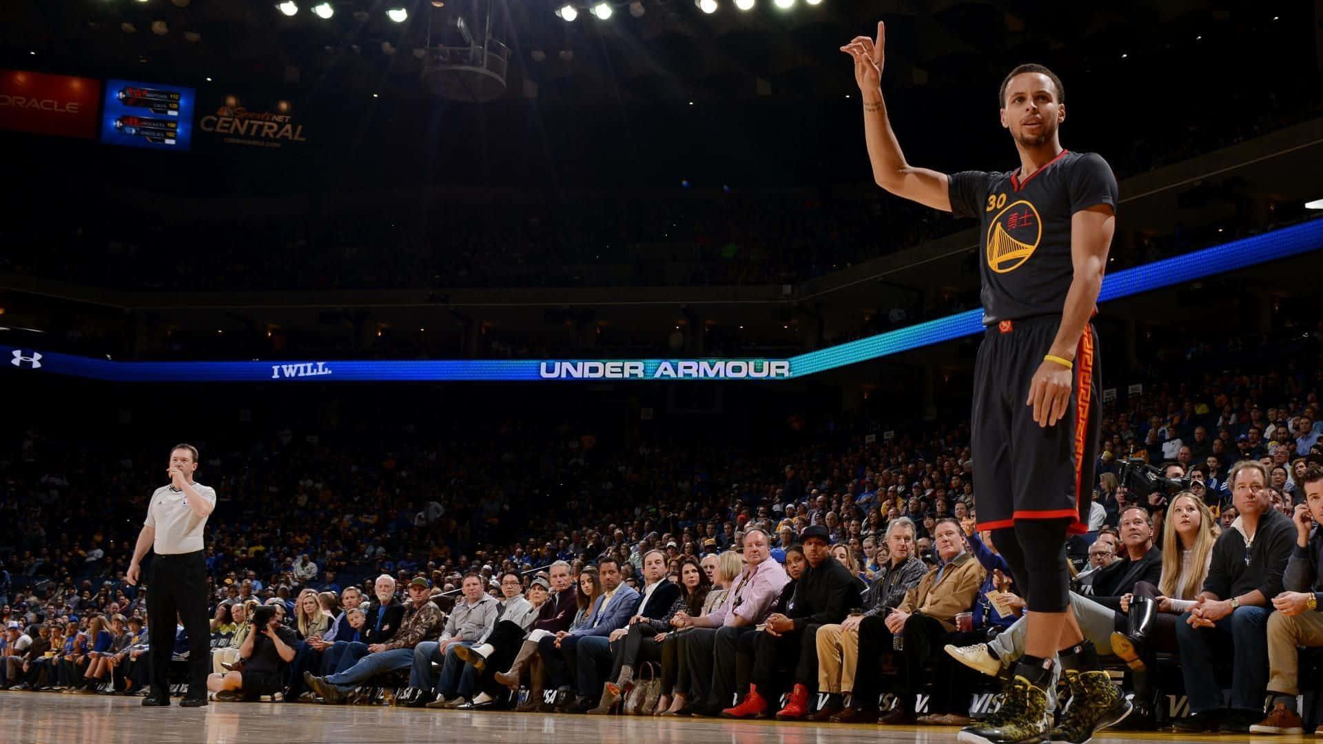 Stephen Curry in action during a basketball game — 1920x1080 wallpaper