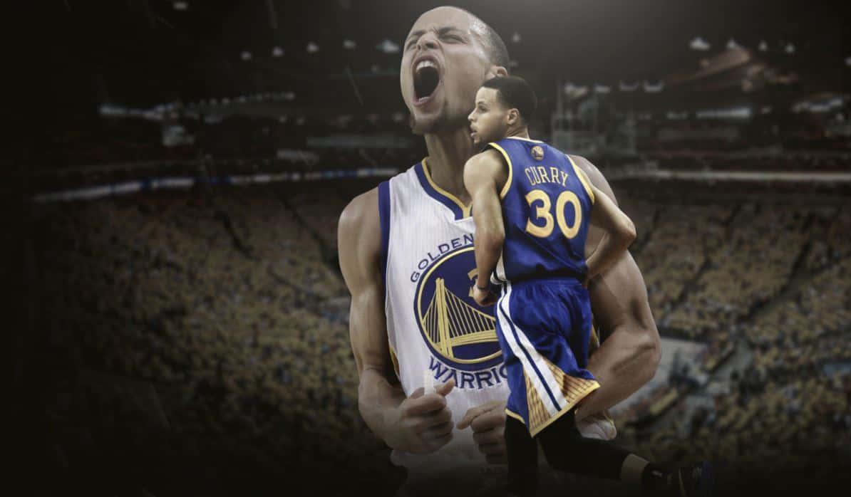 Stephen Curry in action on the basketball court — 1194x698 wallpaper