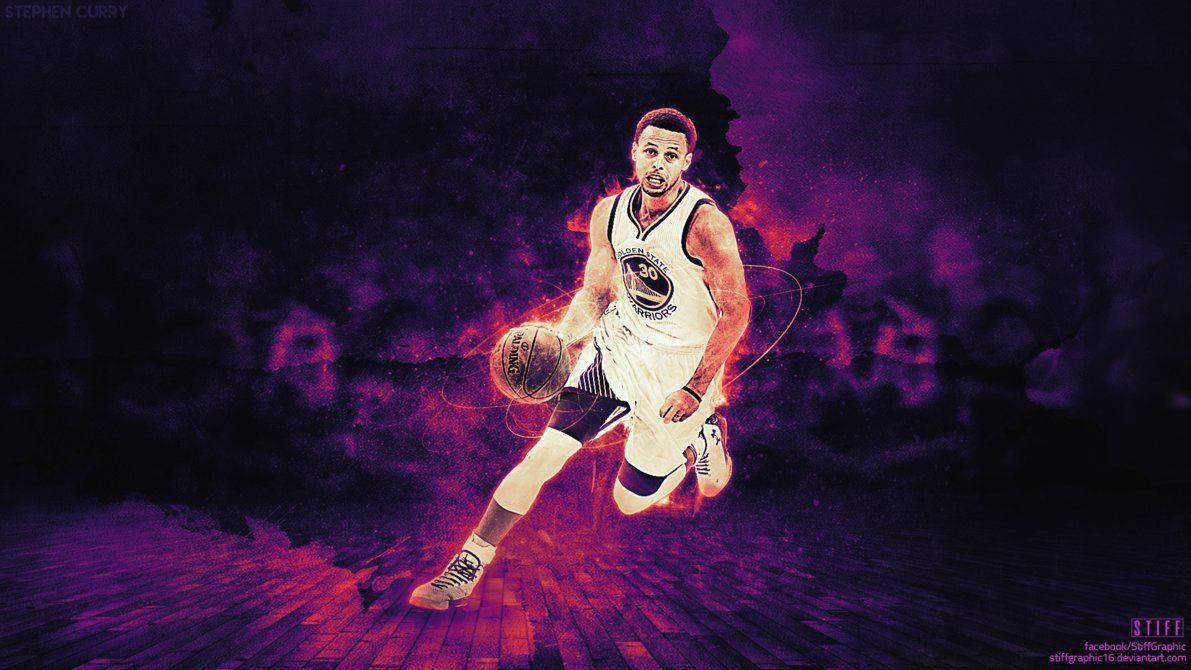 Stephen Curry In Violet Background — 1191x670 wallpaper