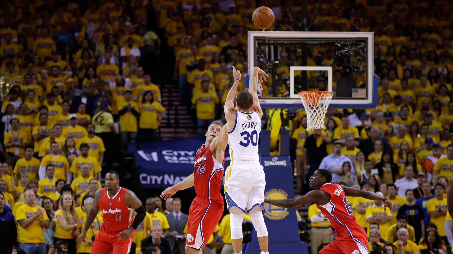 Stephen Curry Shooting on Basketball Court — 1920x1080 wallpaper