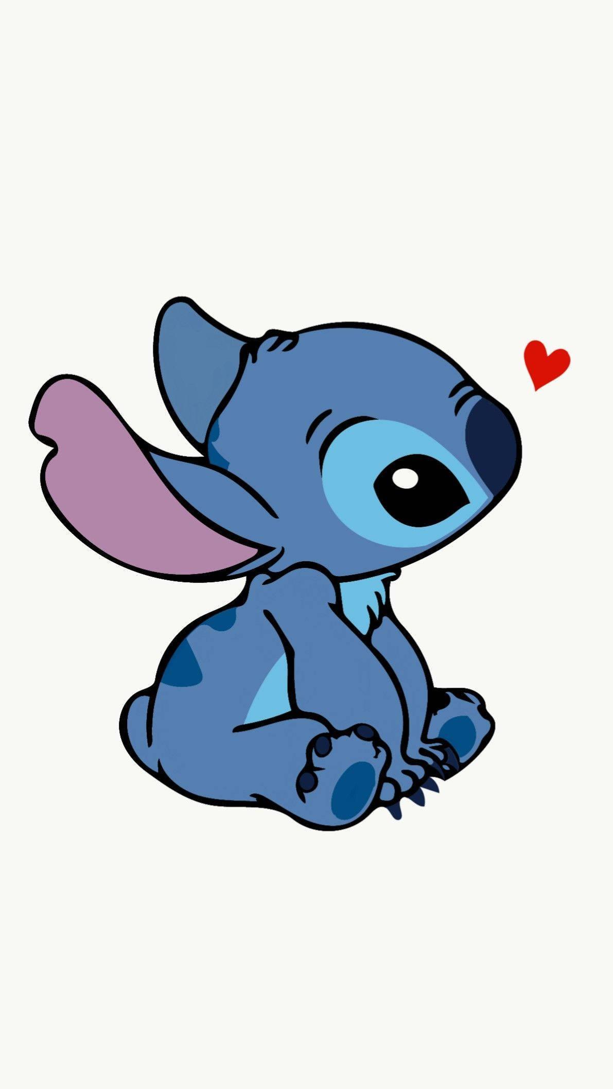 Stitch draws a loving heart