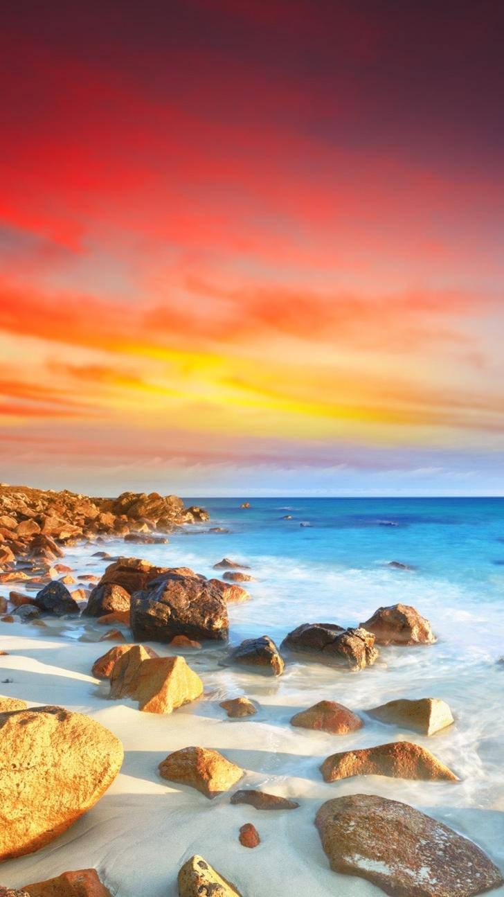 Stones On The Beach Beautiful Phone — 728x1295 wallpaper