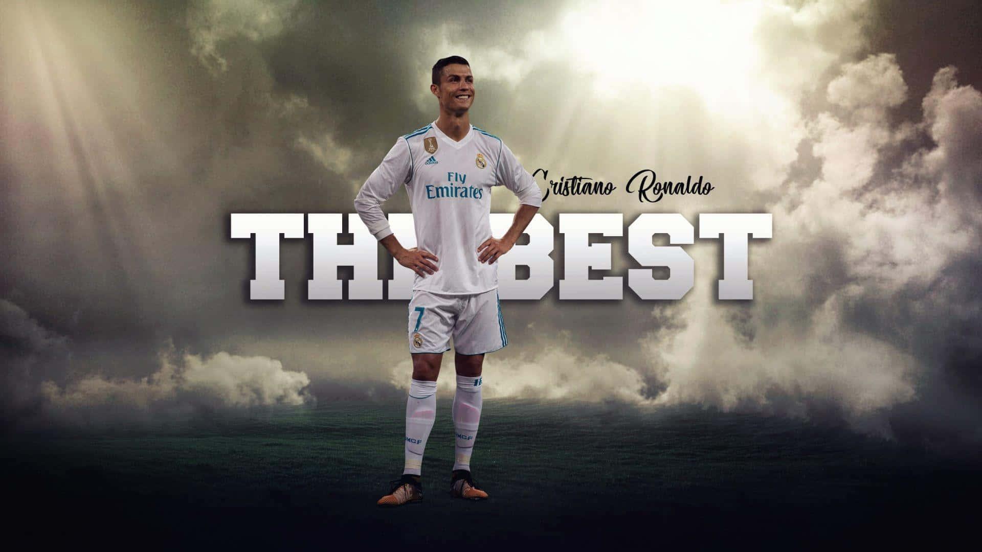 Striking a pose under the bright lights, soccer superstar Cristiano Ronaldo