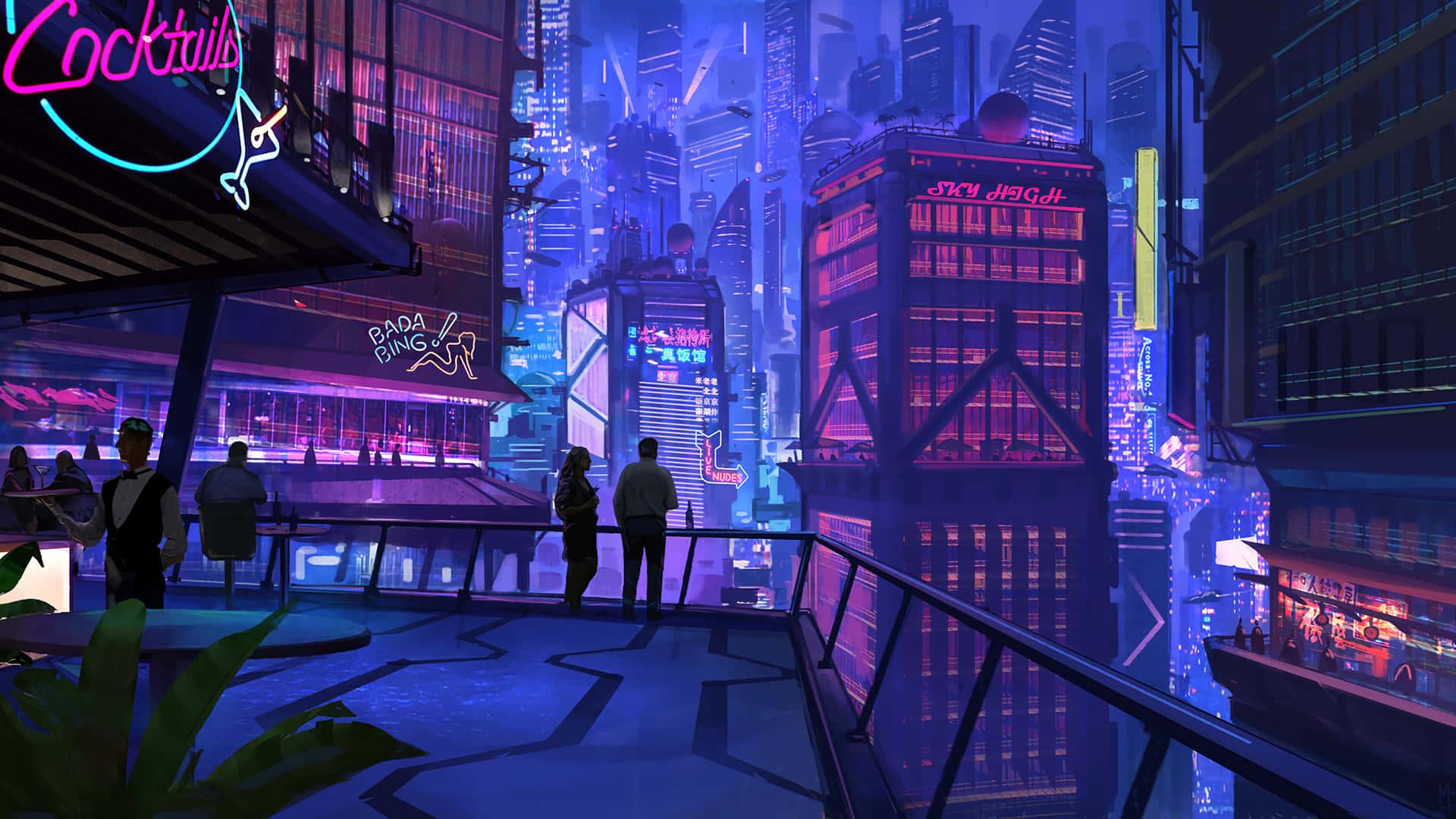 Stroll down the neon-lit streets of Cyberpunk — 1920x1080 wallpaper