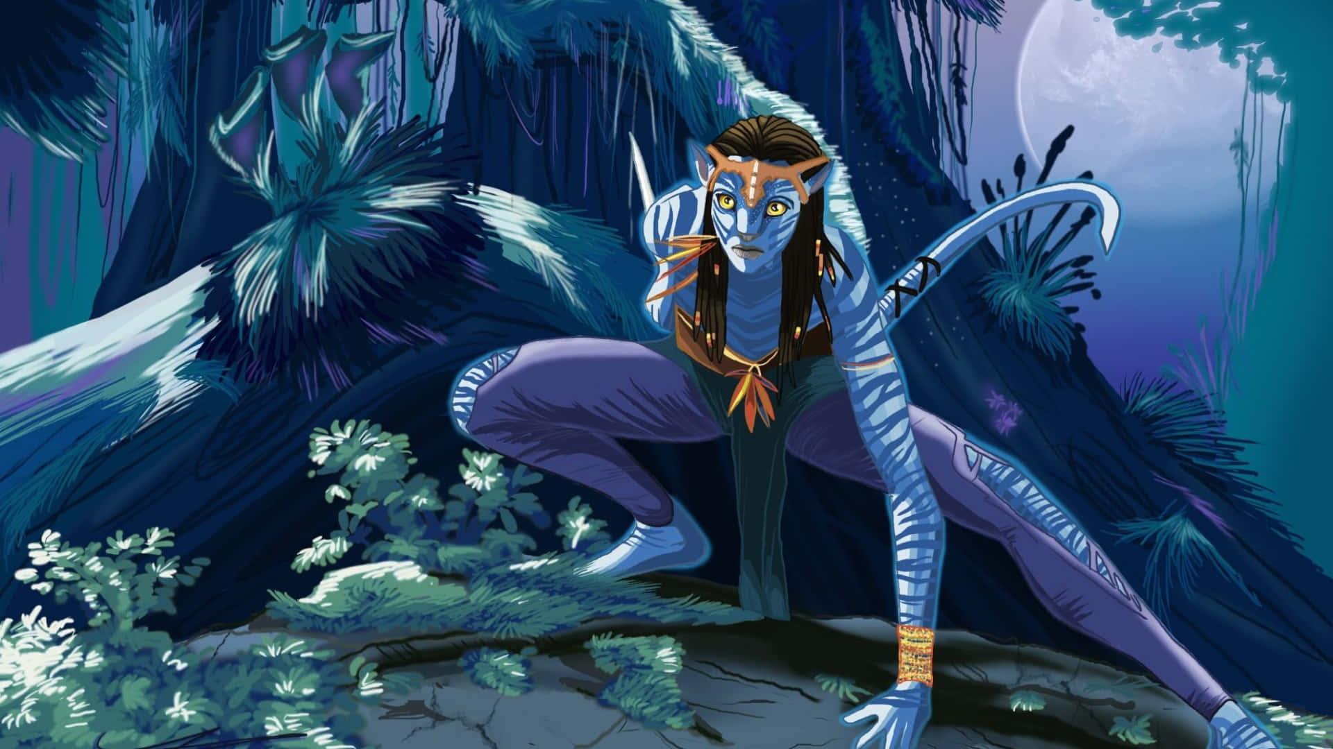 Stunning Avatar Portrait in a Magical Forest — 1920x1080 wallpaper
