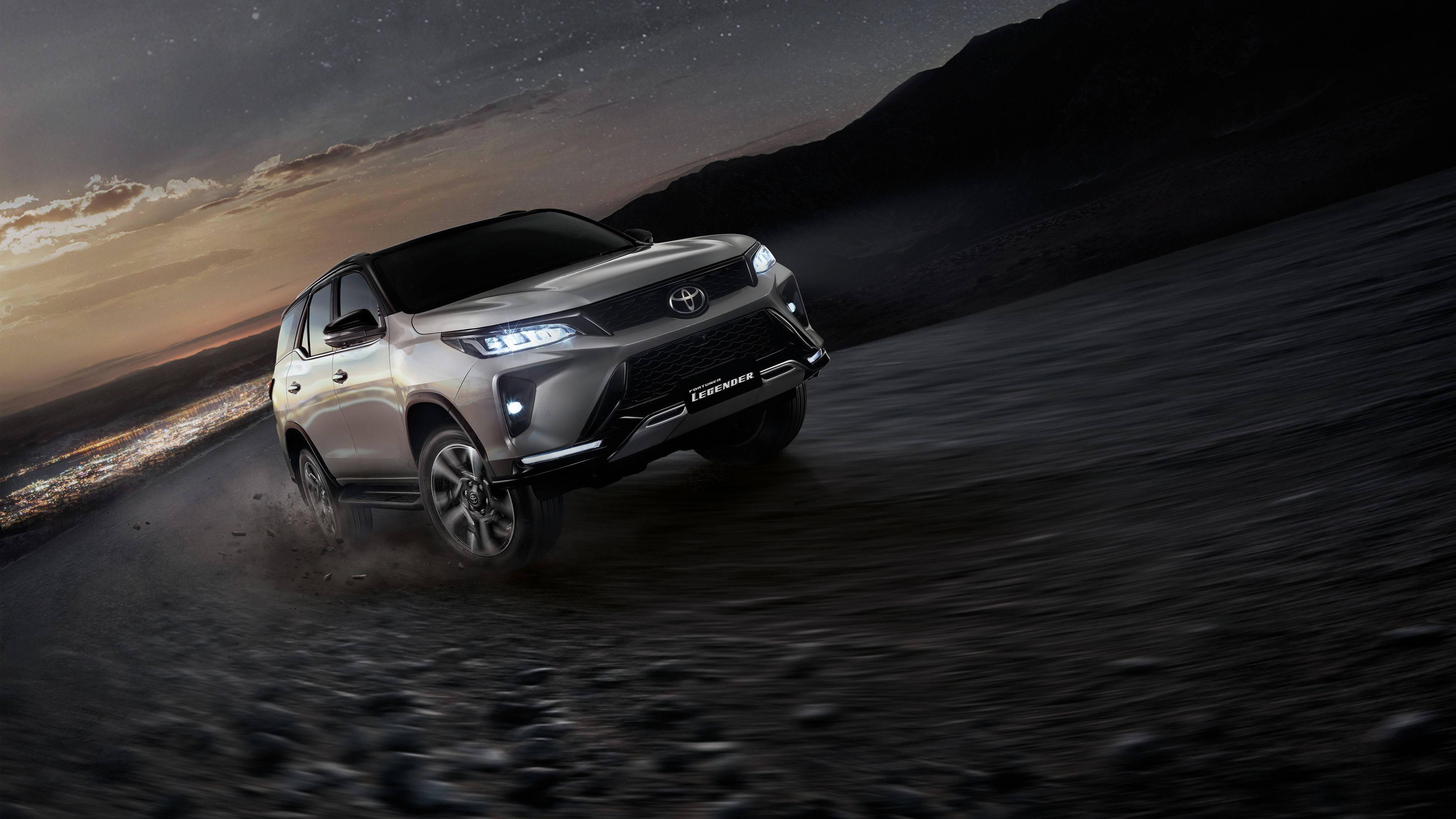Stunning Silver Metallic Toyota Fortuner Legender in Action — 3840x2160 wallpaper
