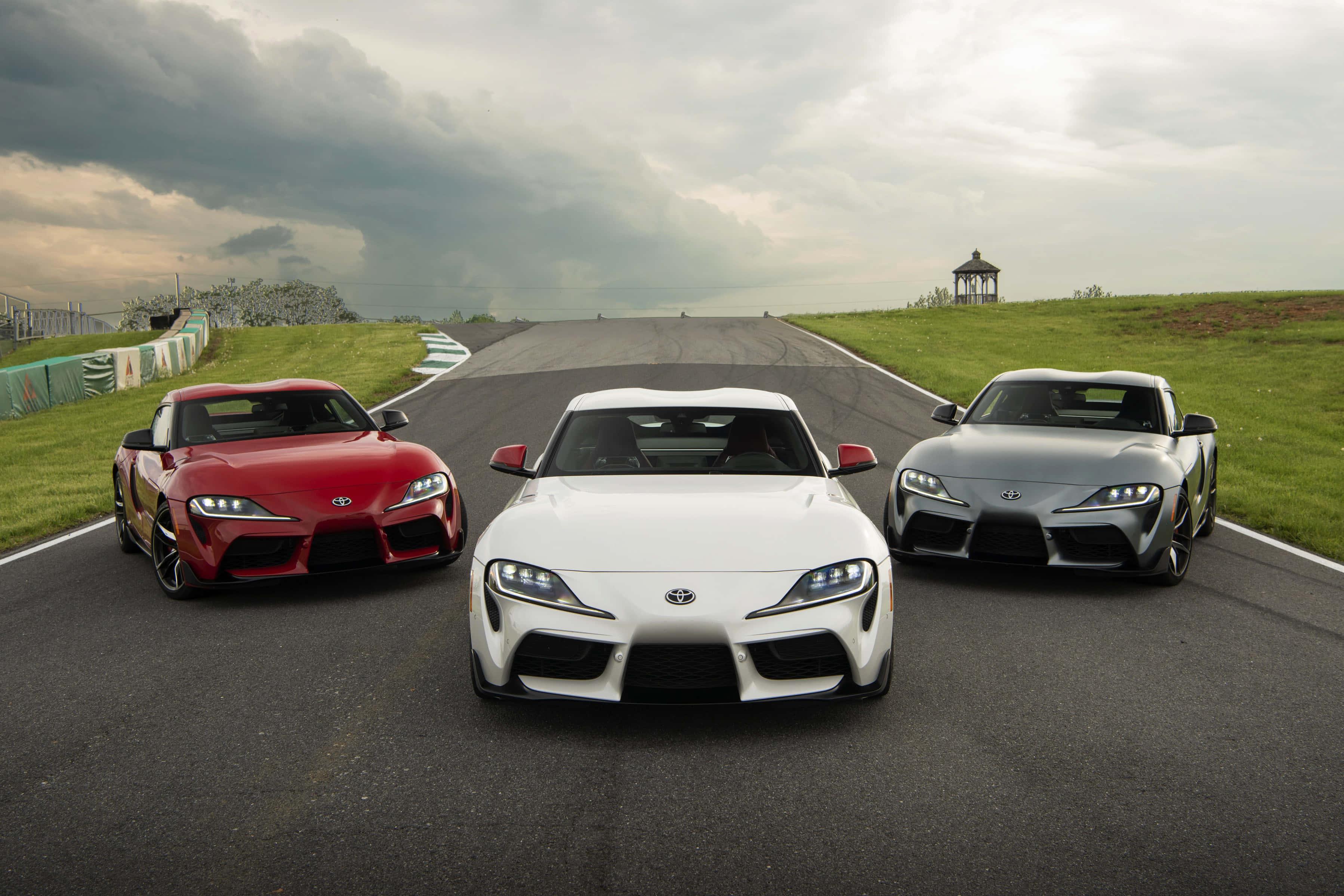 Stunning Toyota Supra sports car in awe-inspiring natural scenery — 3596x2400 wallpaper