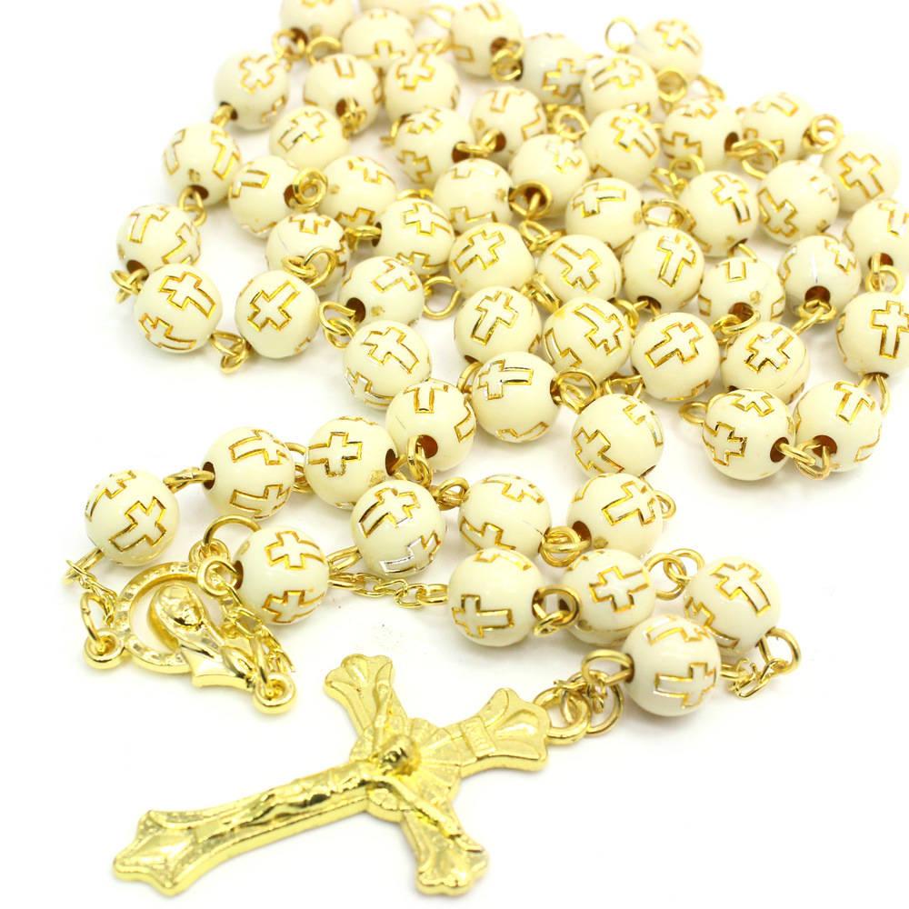 Stylish Beaded White Christian Cross — 1000x1000 wallpaper