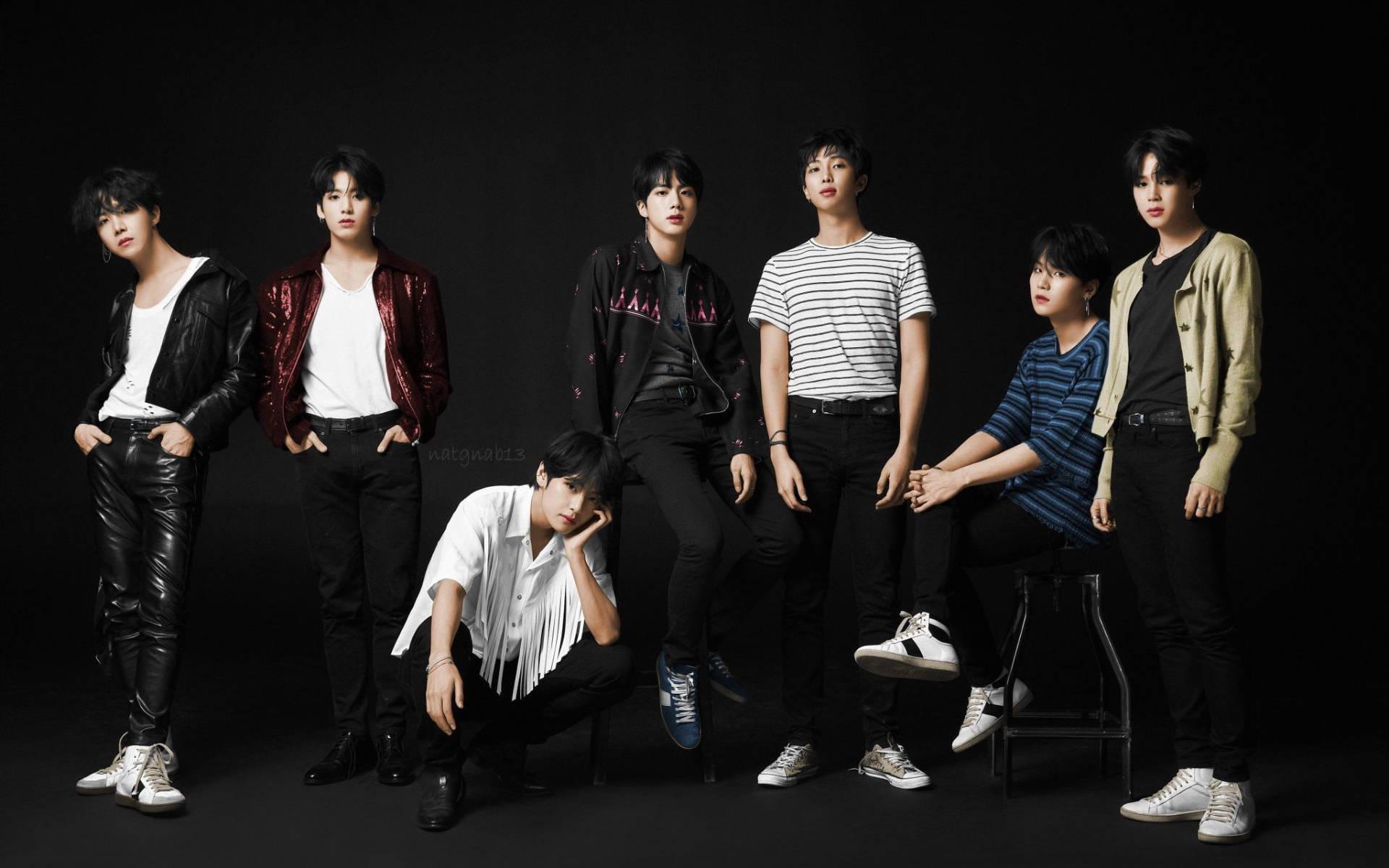 Stylish BTS Group Photo In Black — 1920x1200 wallpaper