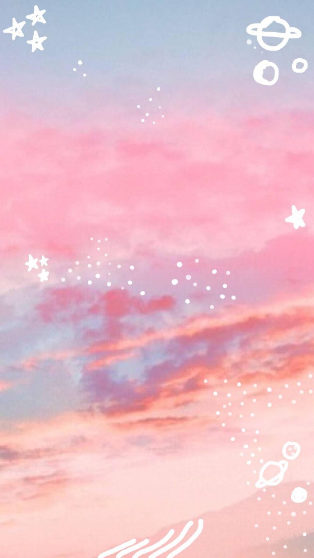 Sugar Pink Doodles Pastel Aesthetic — 1080x1920 wallpaper