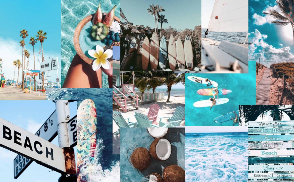 Summer Aesthetic Beach Collage — 1216x754 wallpaper
