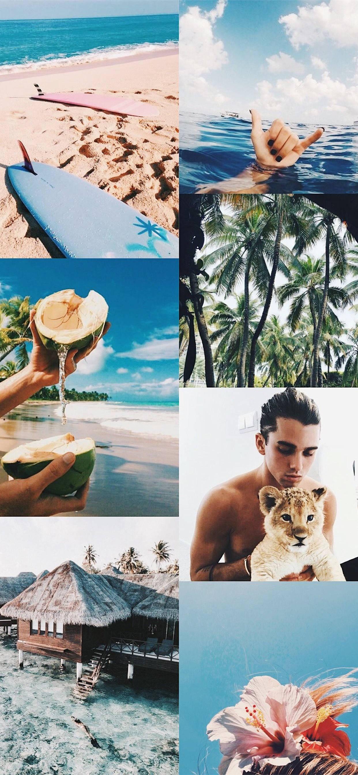 Summer Aesthetic Beach Vibes Collage — 1242x2688 wallpaper