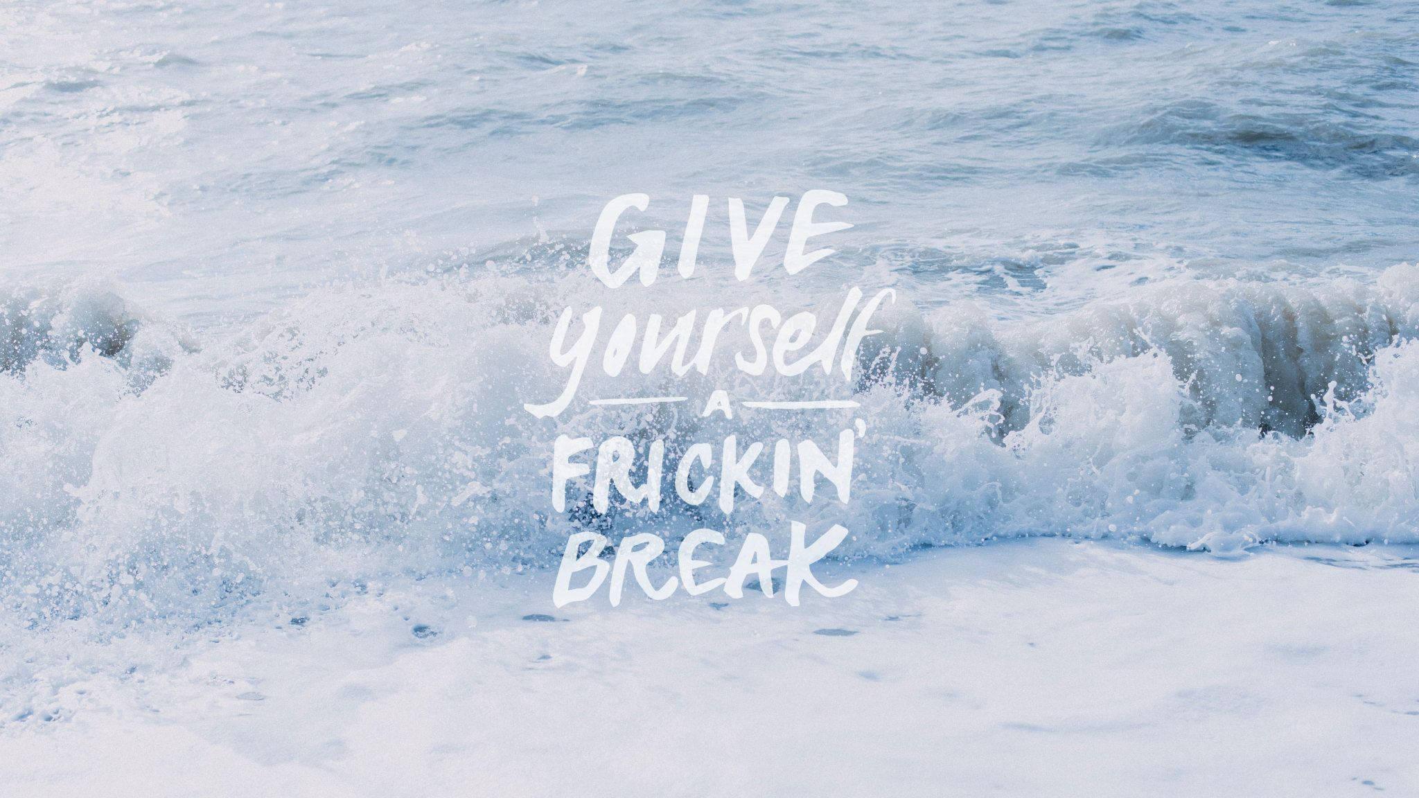 Summer Aesthetic Beach Wave Quote — 2048x1152 wallpaper