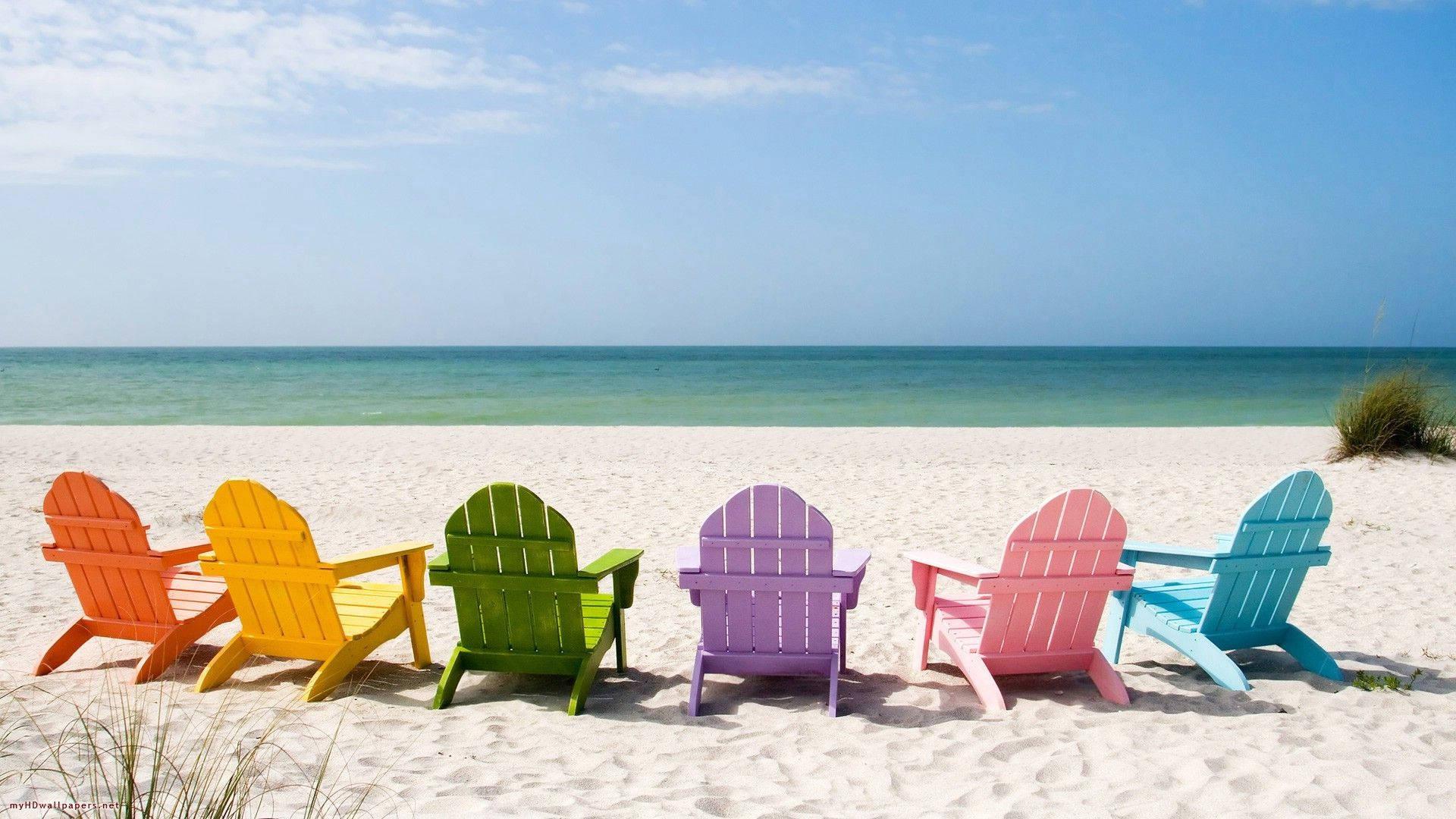 Summer Aesthetic Colorful Beach Chairs — 1920x1080 wallpaper