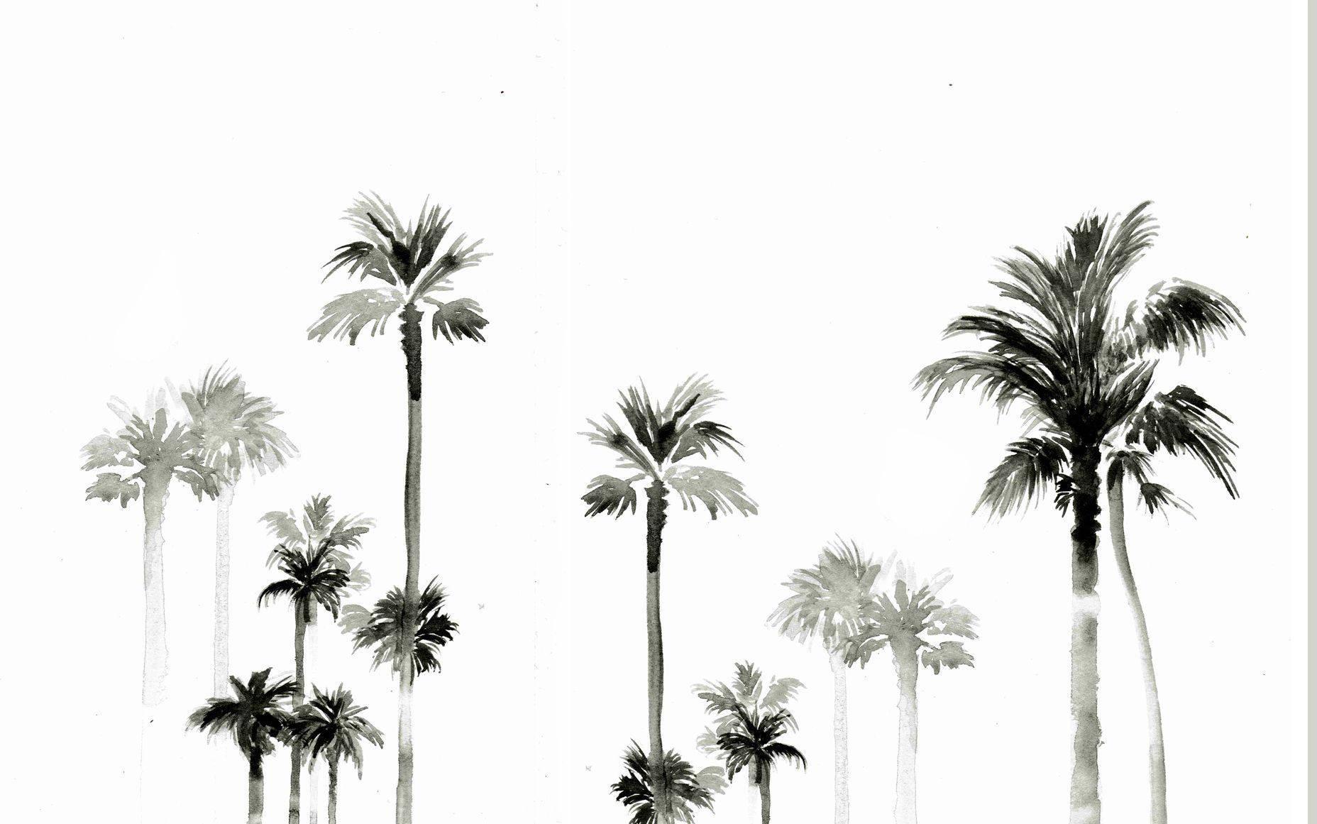 Summer Aesthetic Palm Trees Painting — 1856x1161 wallpaper