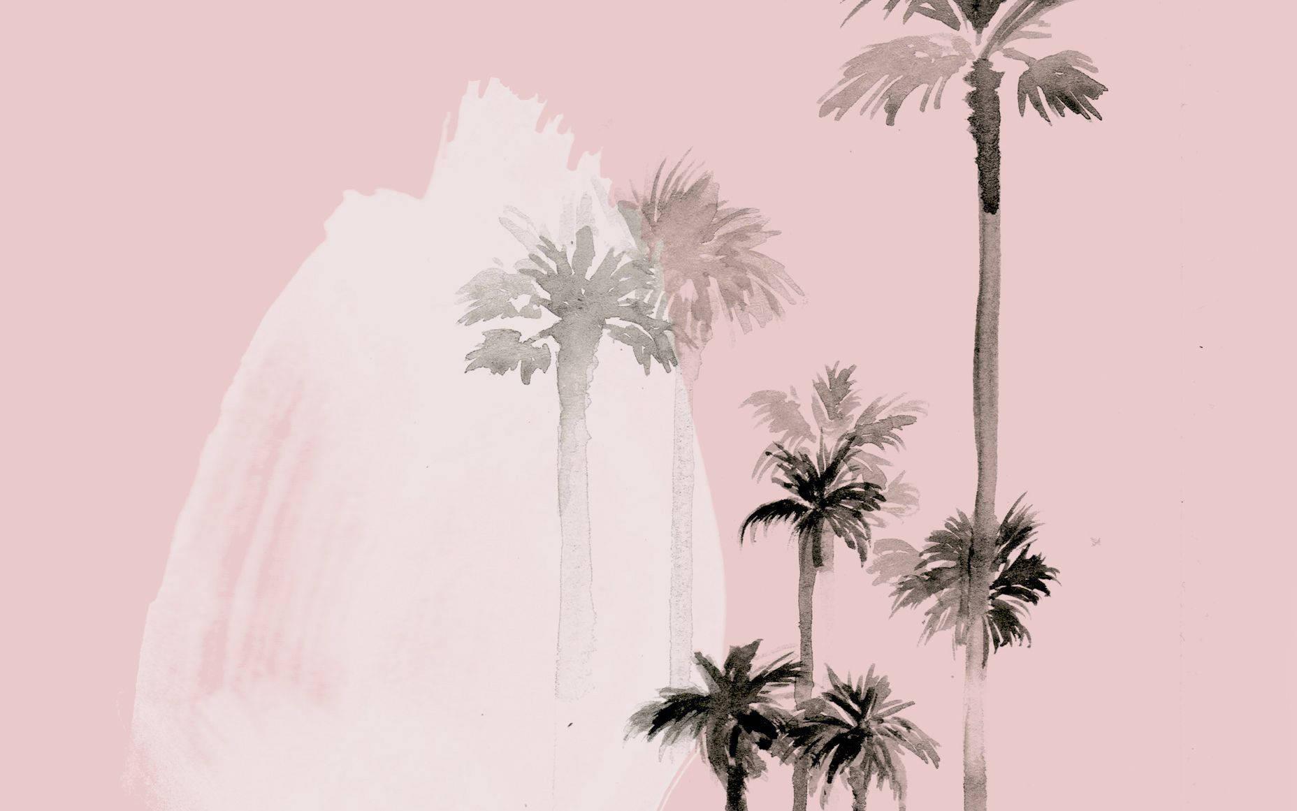 Summer Aesthetic Watercolor Palm Trees — 1856x1161 wallpaper