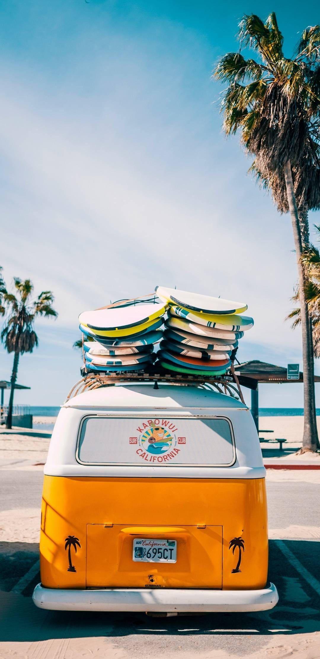 Summer iPhone Orange Van — 1080x2220 wallpaper
