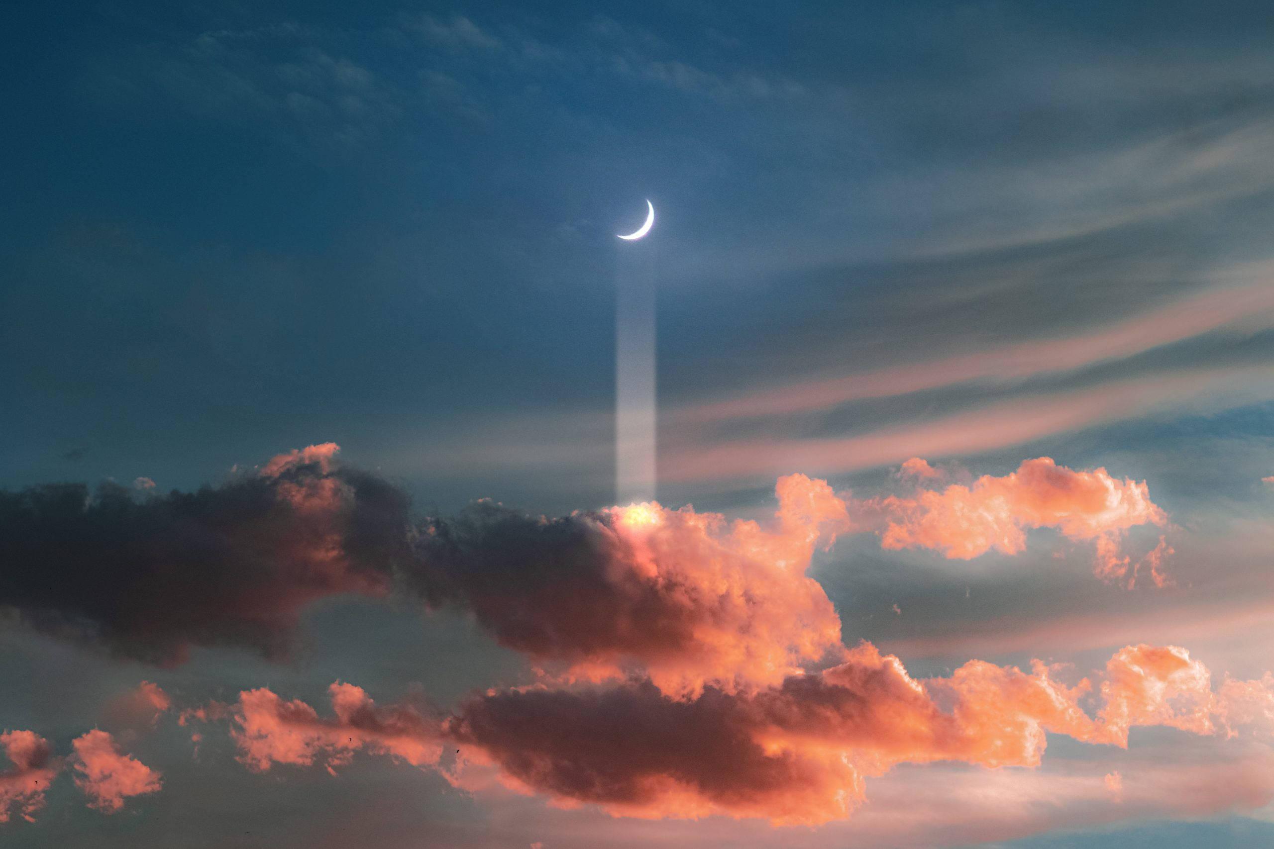 Sunset Sky With Crescent Moon — 2560x1707 wallpaper